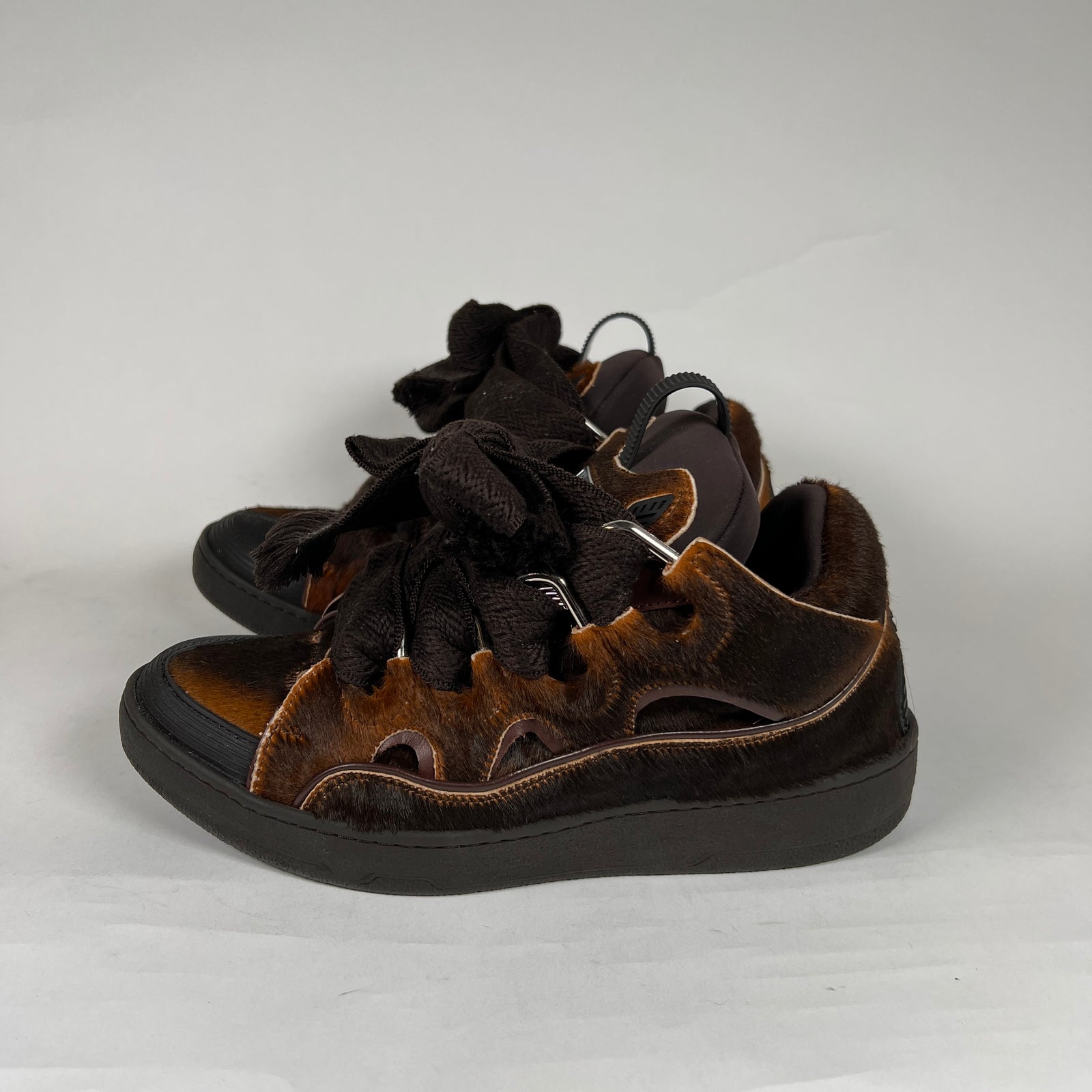 Lanvin Brown Ponyhair Curb Sneakers Sz 41