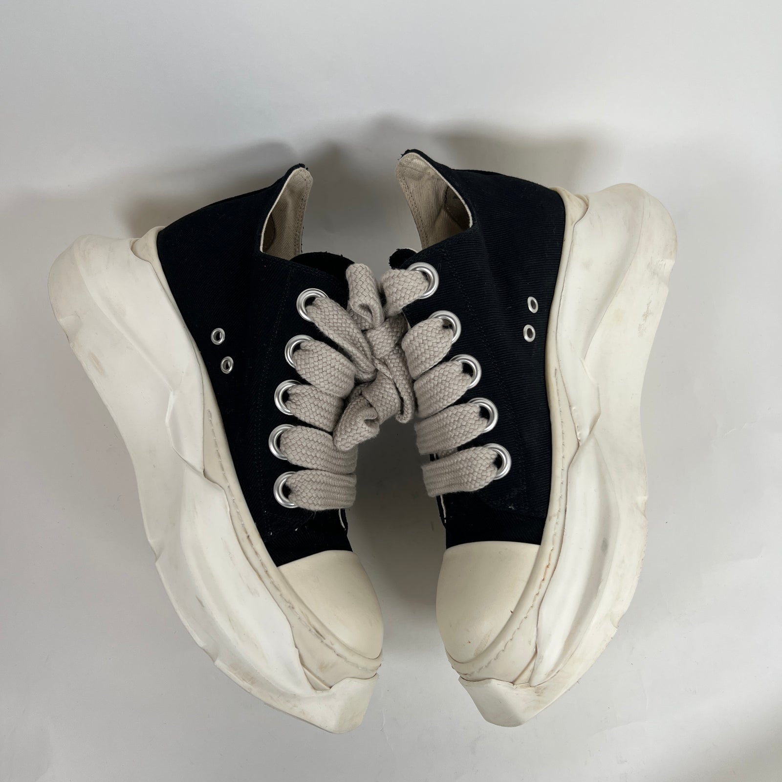 Rick Owens Drkshdw Black/Milk Abstract Jumbolace Ramones Size 42.5
