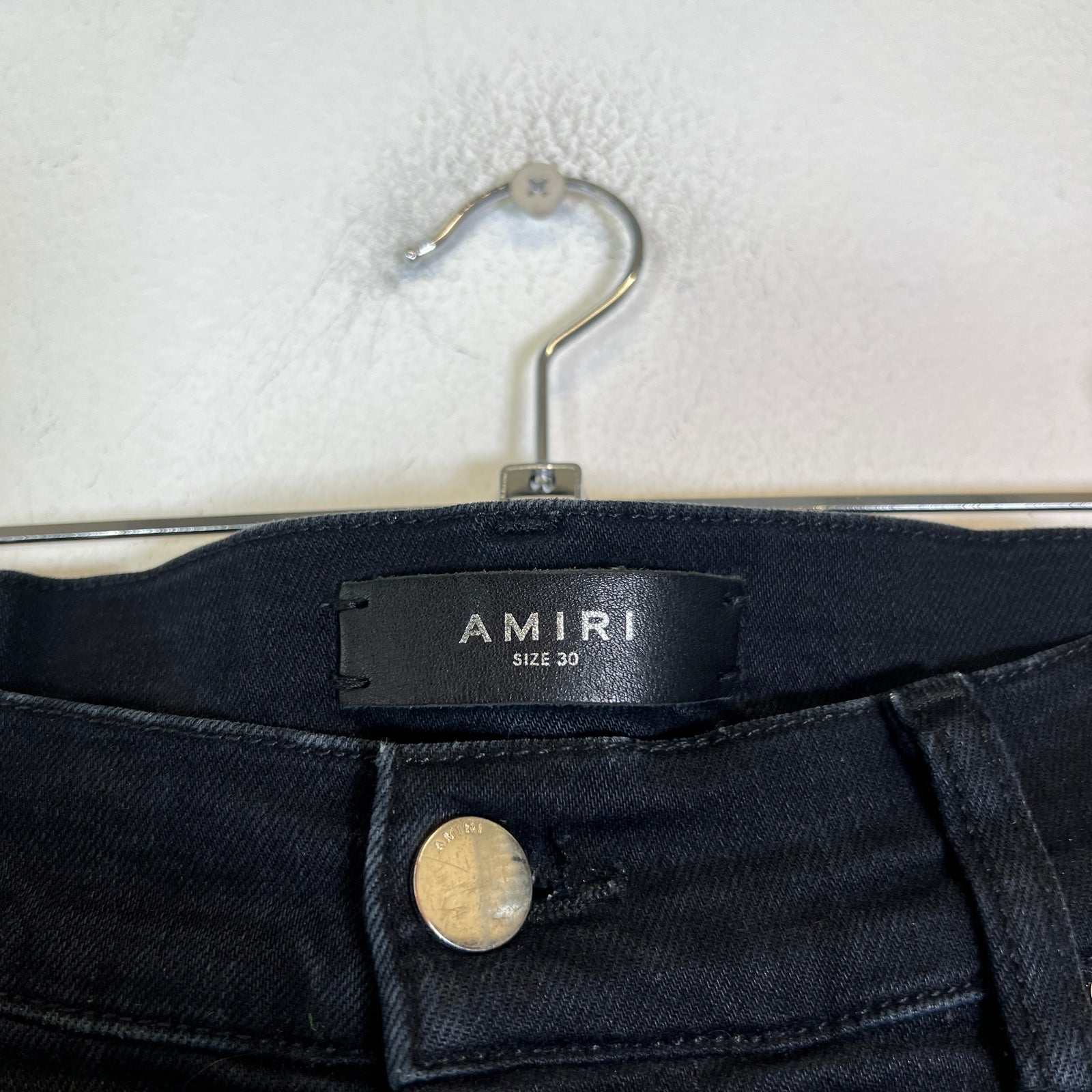 Amiri Black Paint Drip Logo Denim Jeans