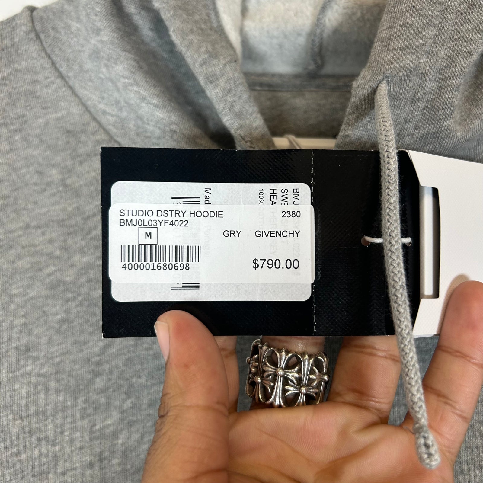 Givenchy Grey Destroyed Hoodie Size M
