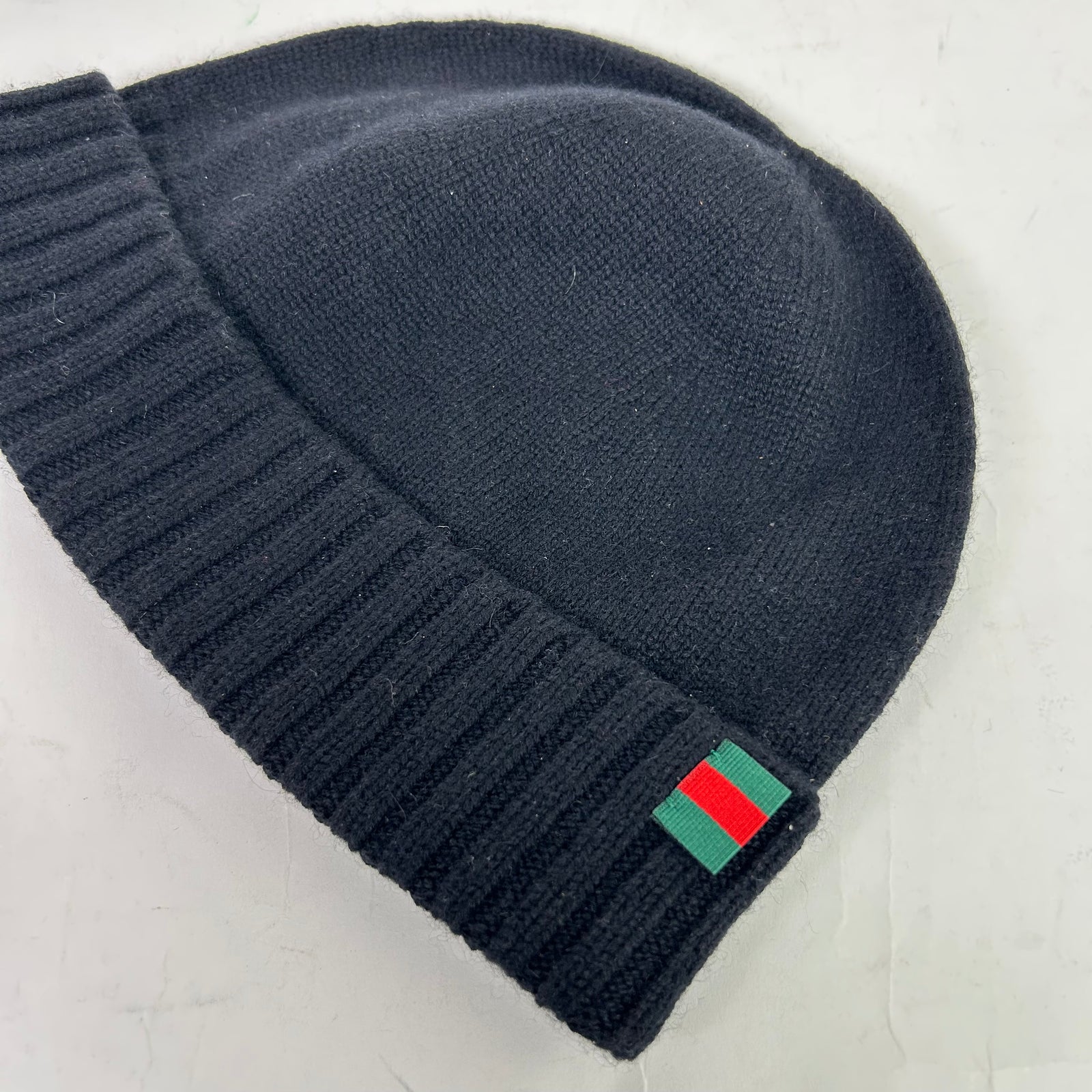 Gucci Vintage Ribbed Web Cashmere Beanie