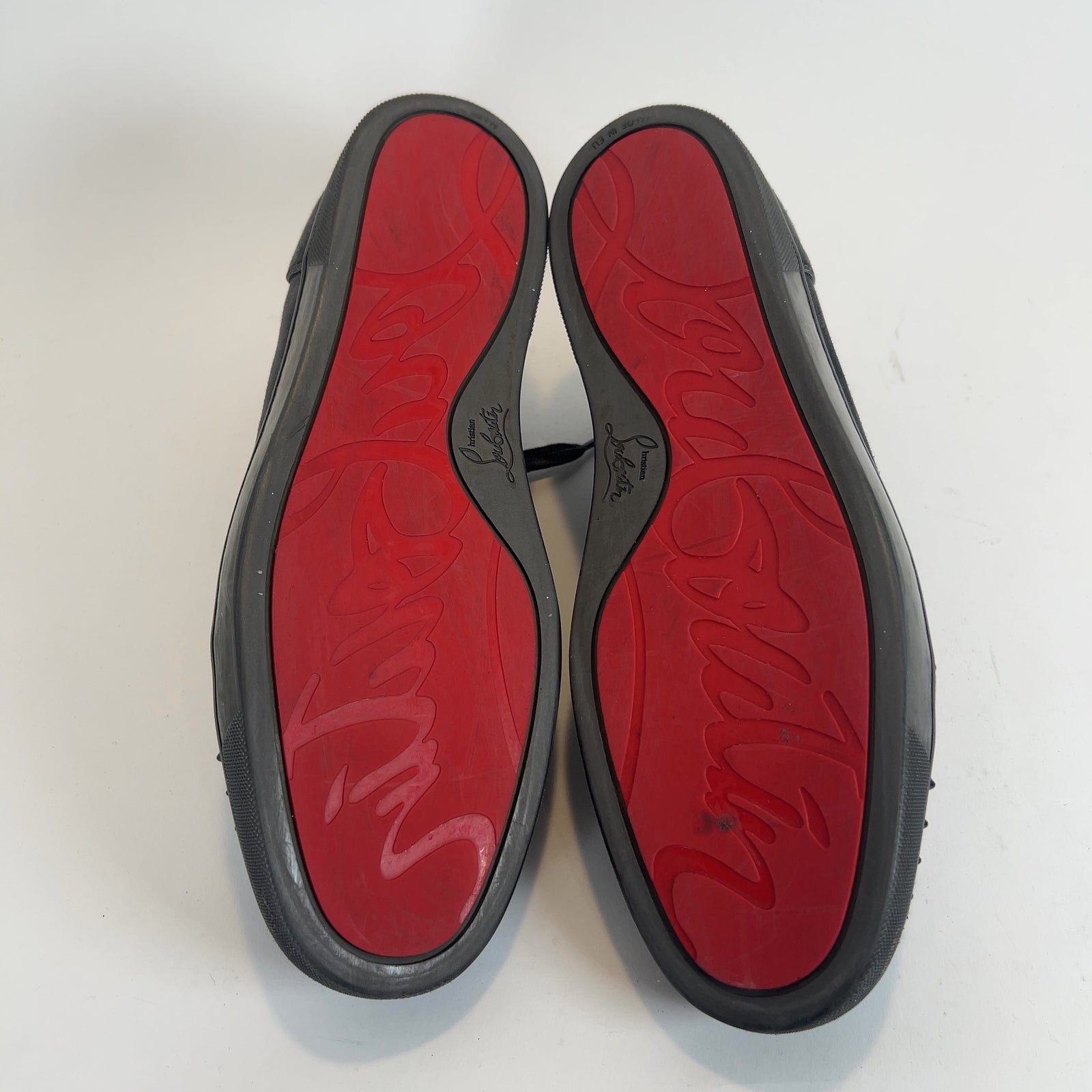 Christian Louboutin Grey Suede Junior Spikes Orlato Lowtop Sneakers
