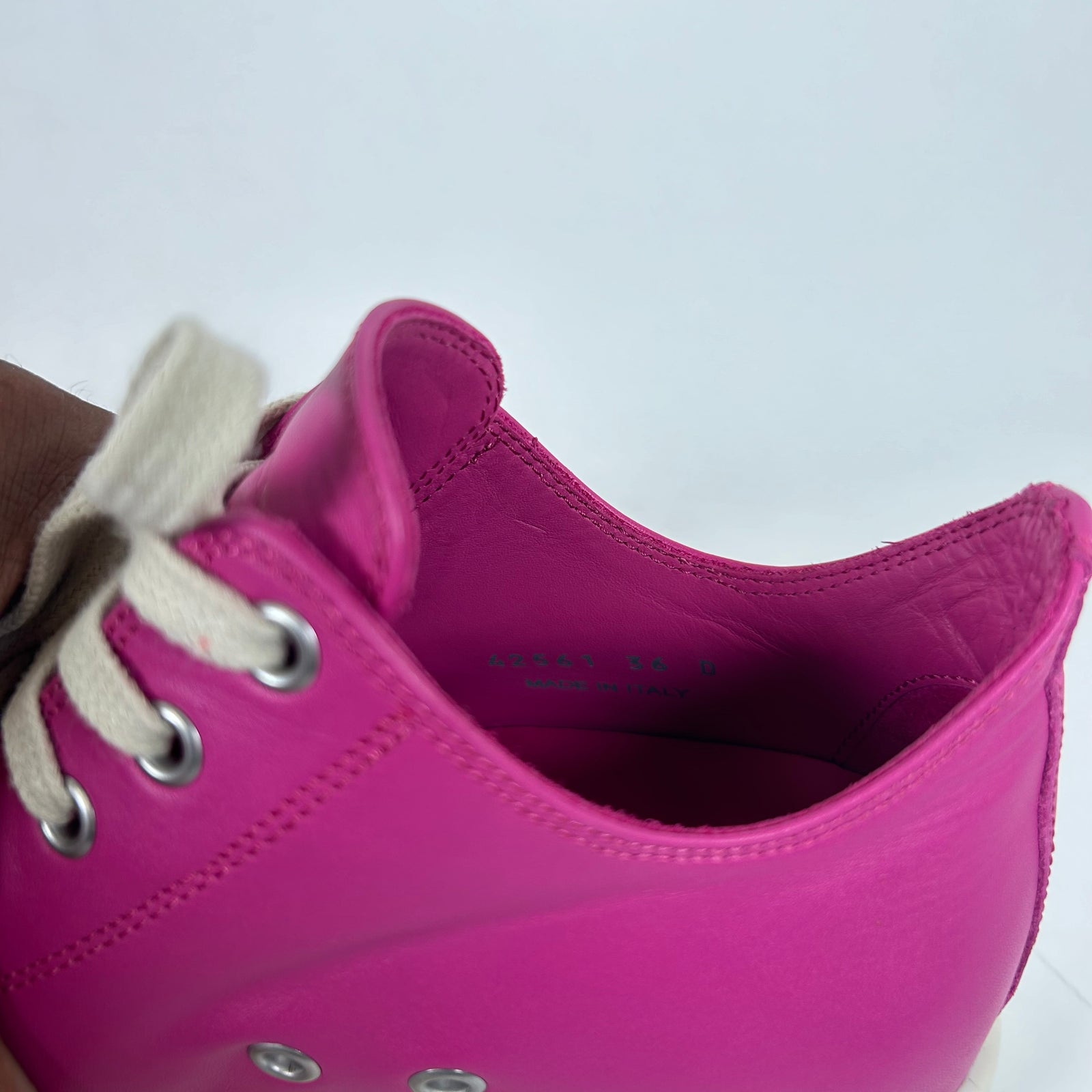 Rick Owens Pink Leather Low Top Ramones Size 36