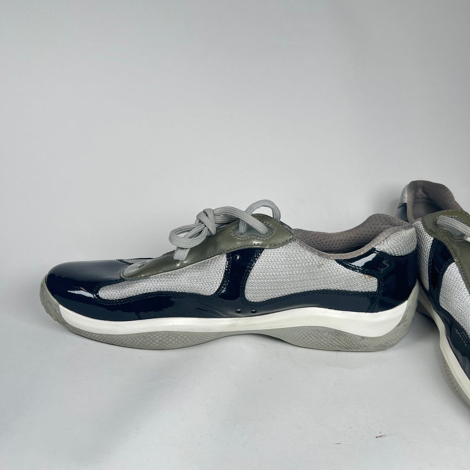 Prada Navy Vintage Patent Leather Cups Size 11.5