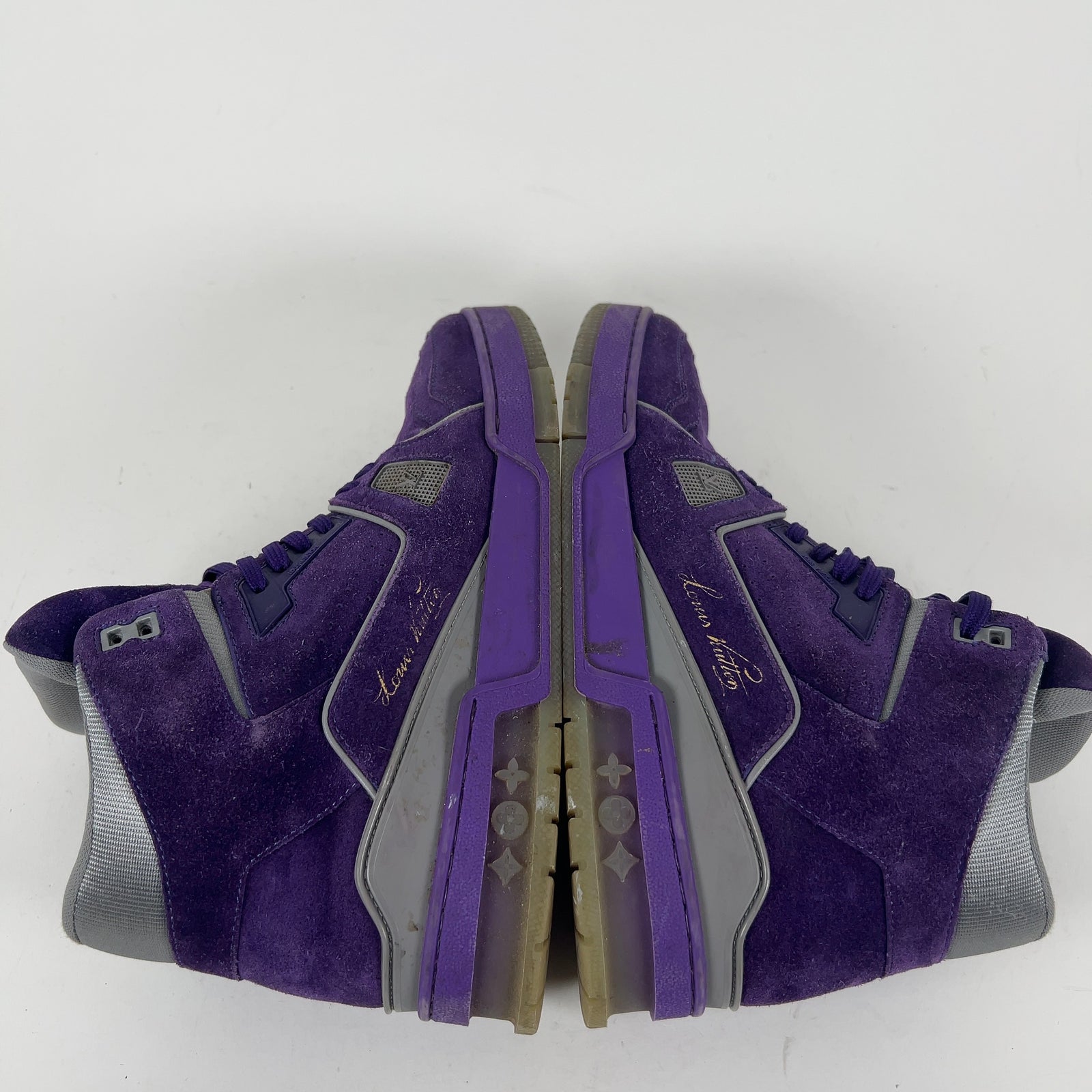 Louis Vuitton Purple Suede Trainer Hightop Sneakers