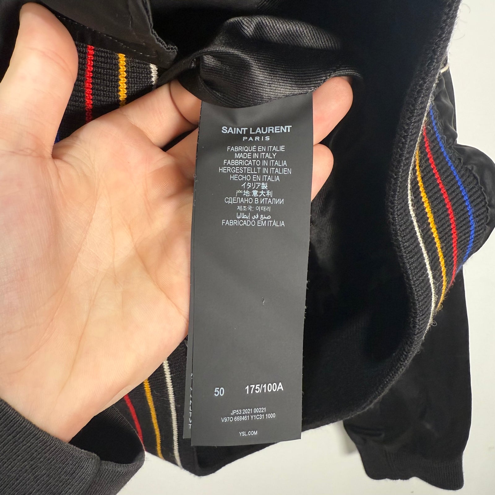 Saint Laurent Embroidered 'YSL' Logo Satin Jacket Size M