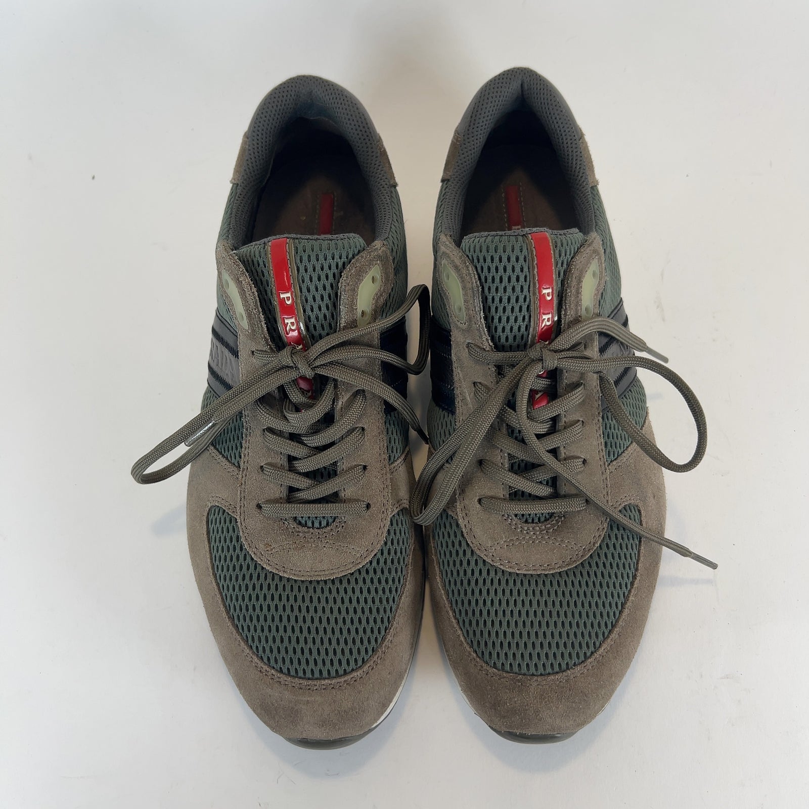Prada Olive Mesh Lowtop Sneakers