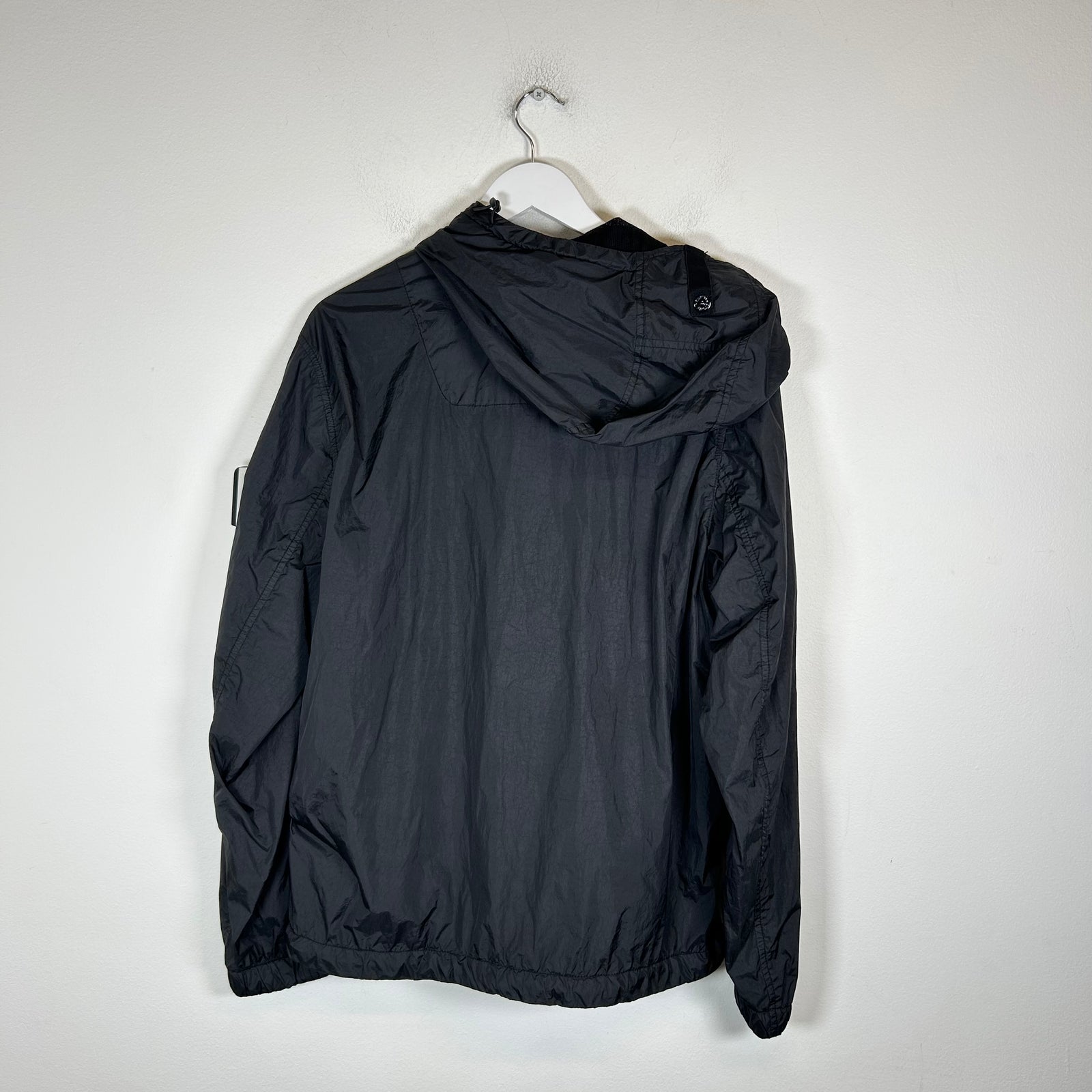 Stone Island Black Garment Dyed Crinkle Reps R-NY Hooded Jacket Size M