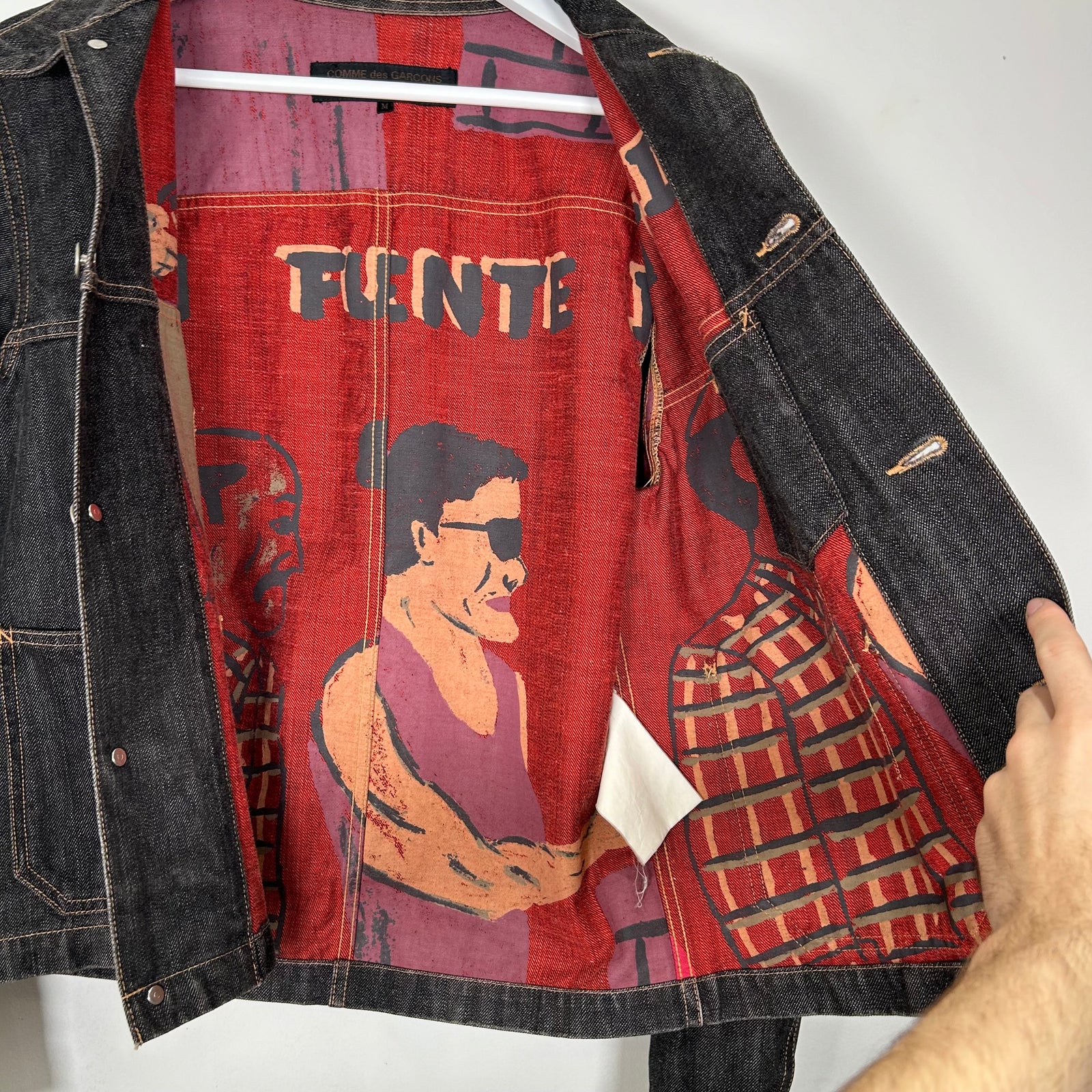 Commes Des Garcon 02AW Cuba Reversible Denim Jacket Size Medium