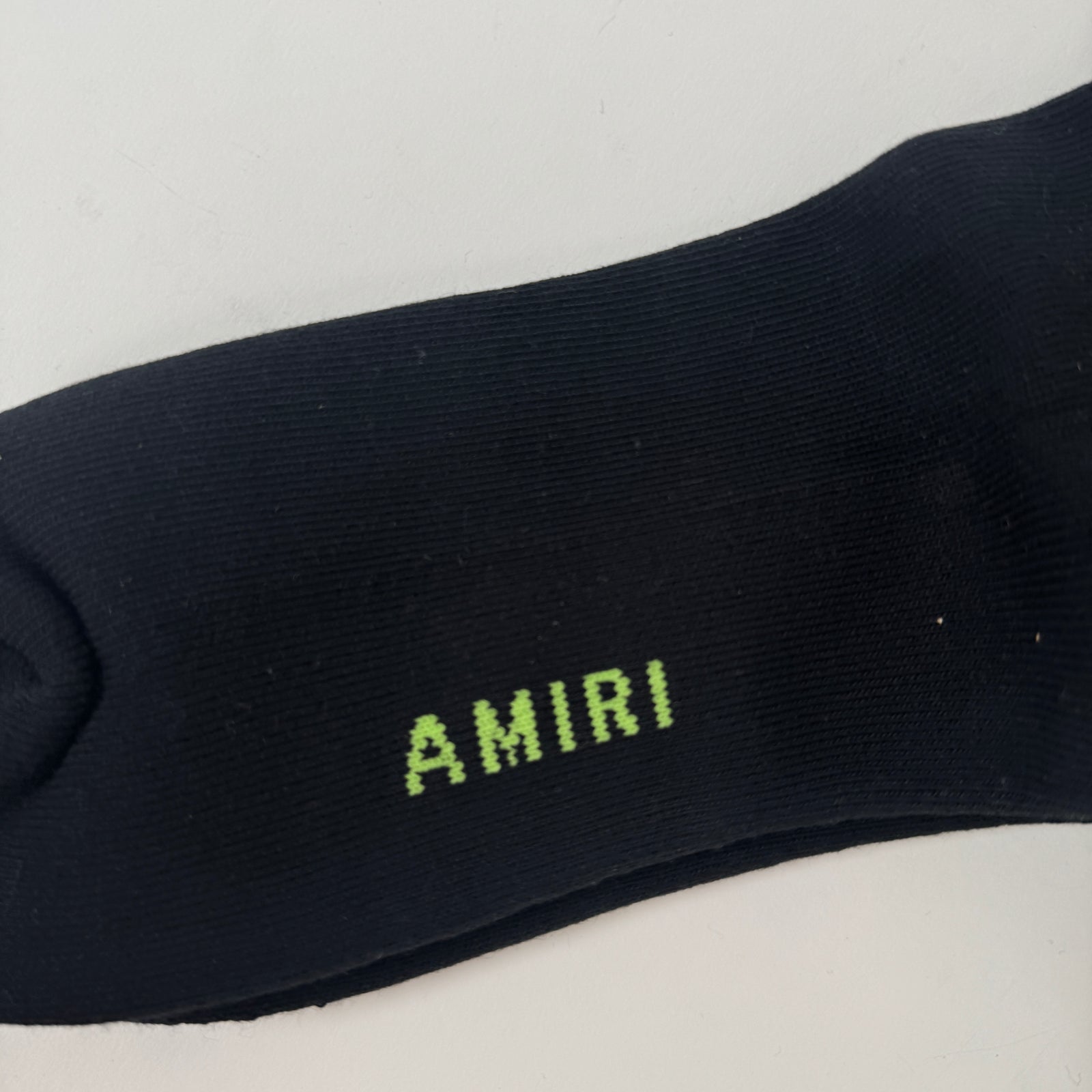 Amiri Black/Lime Green Stacked Bone Socks Size 45-46