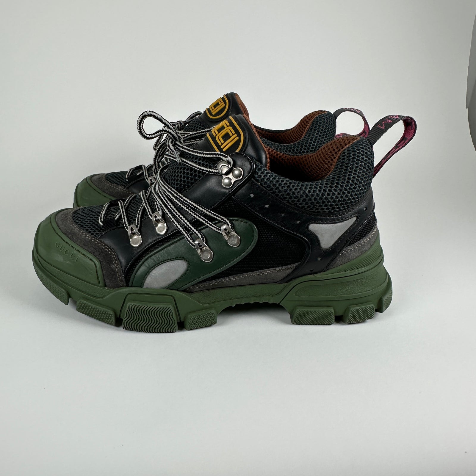 Gucci Green/Black Flashtrek Low-Top Sneakers Size 8.5