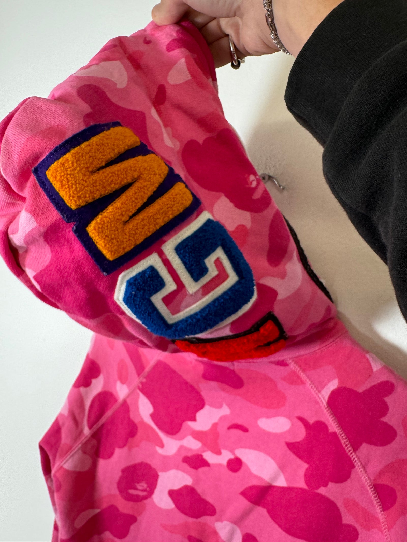 Bape Pink Camo Shark Hoodie Size S