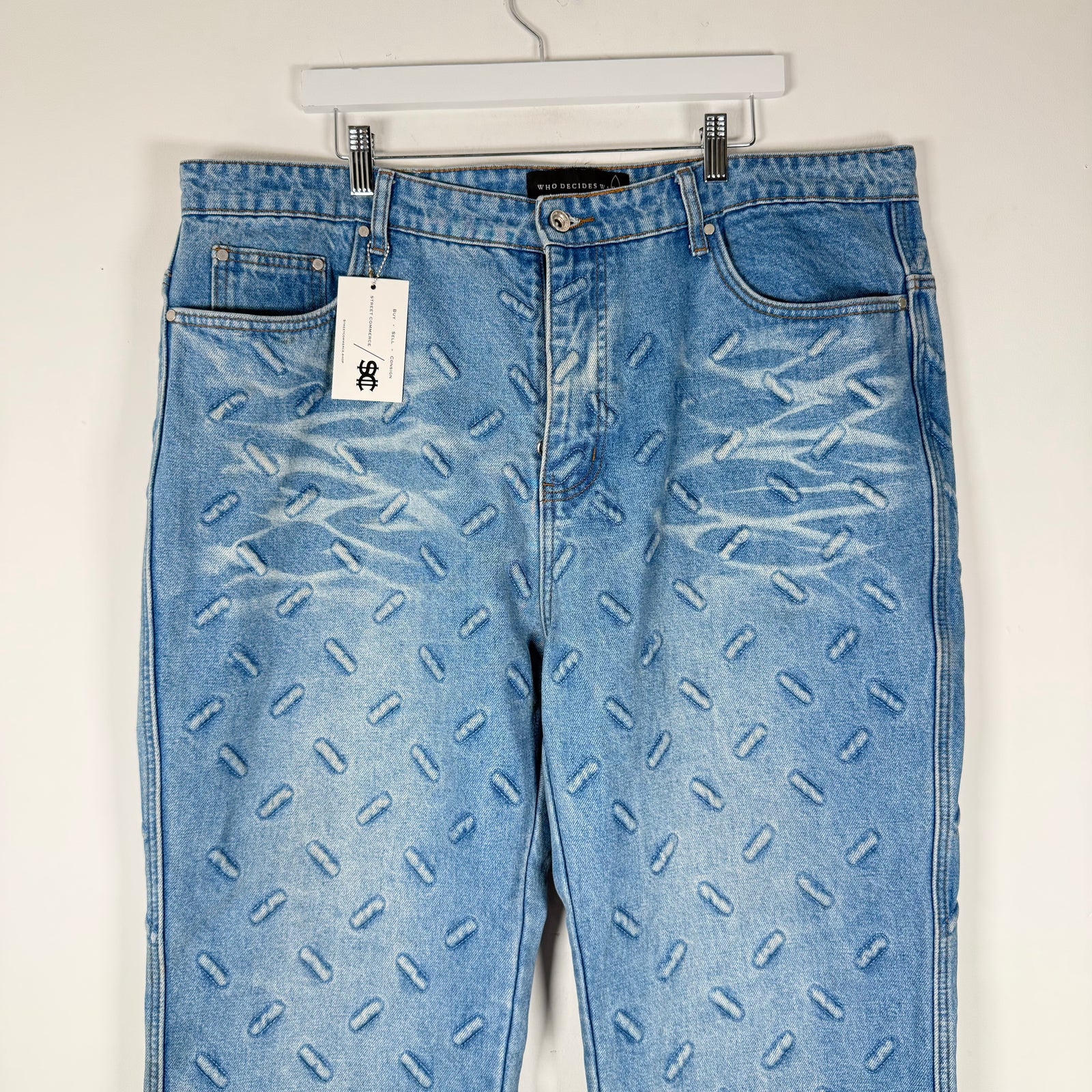 Who Decides War Blue 'Thread Plate' Denim Jeans Size 40