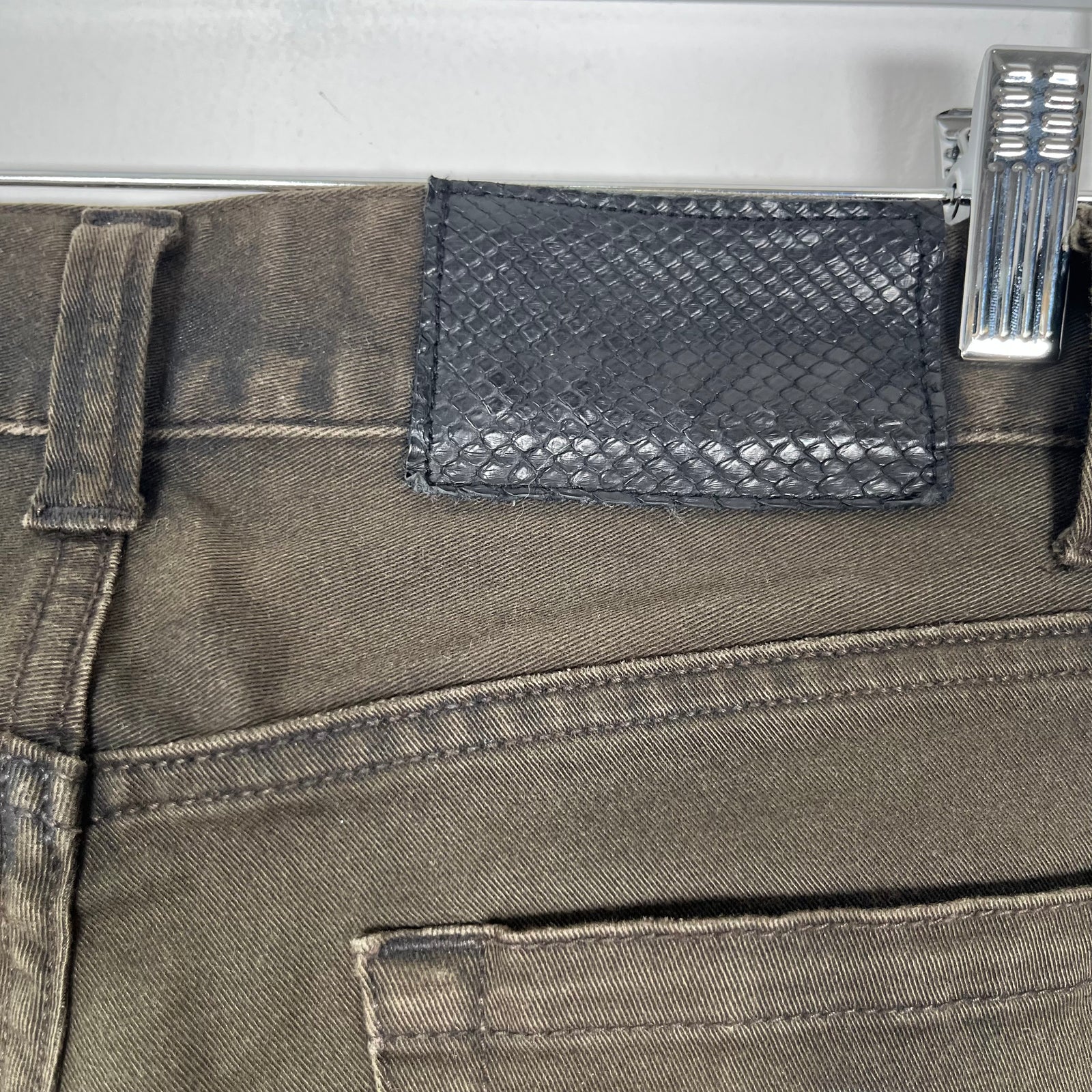 5351 Homme Green Waxed Slim Jeans Size 1