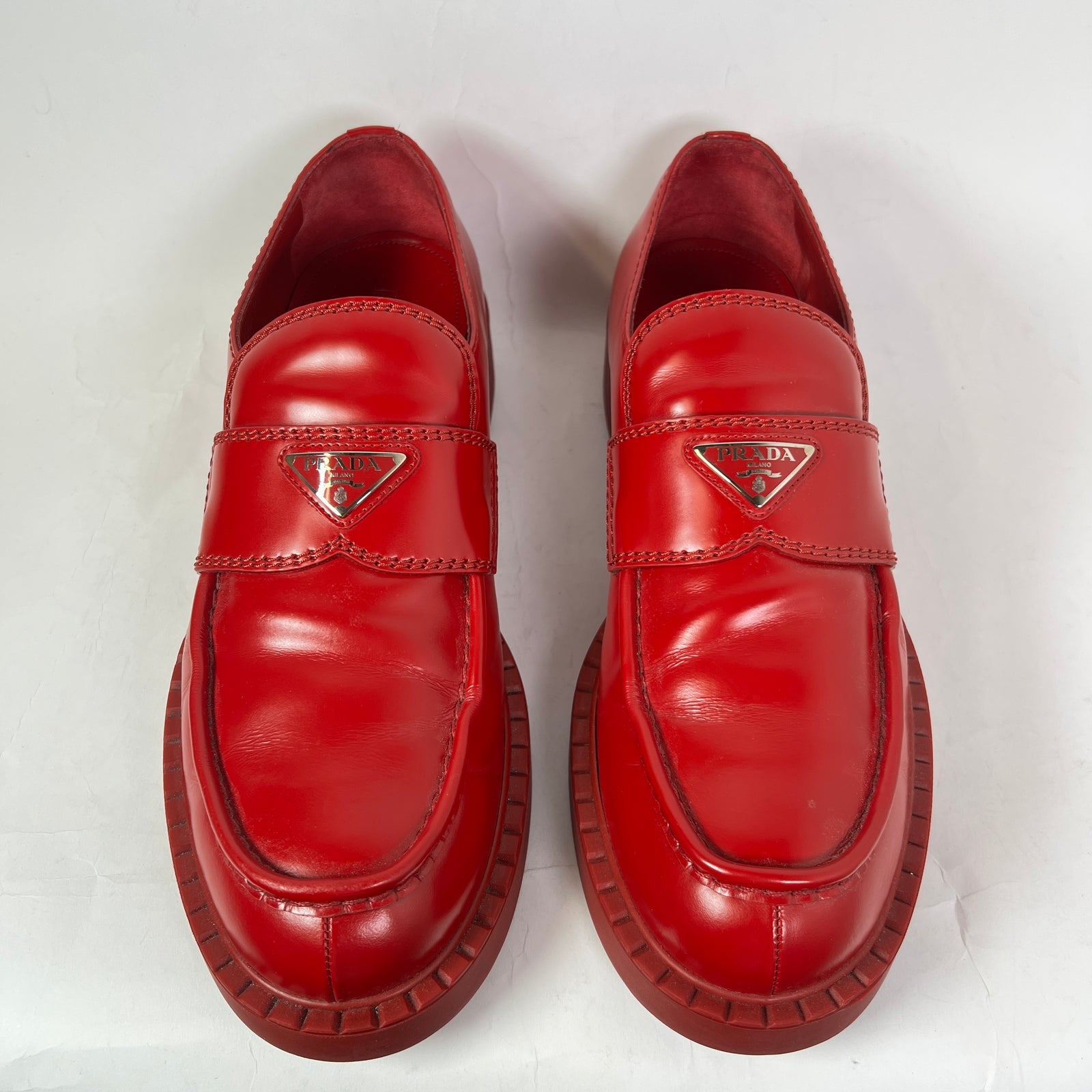 Prada Red Chocolate Loafers