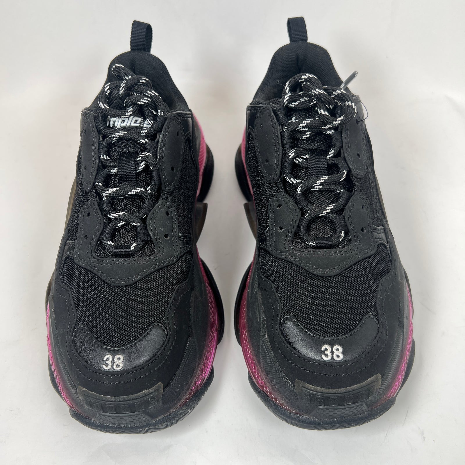 Balenciaga Black/Pink Triple S Sneaker Size 38