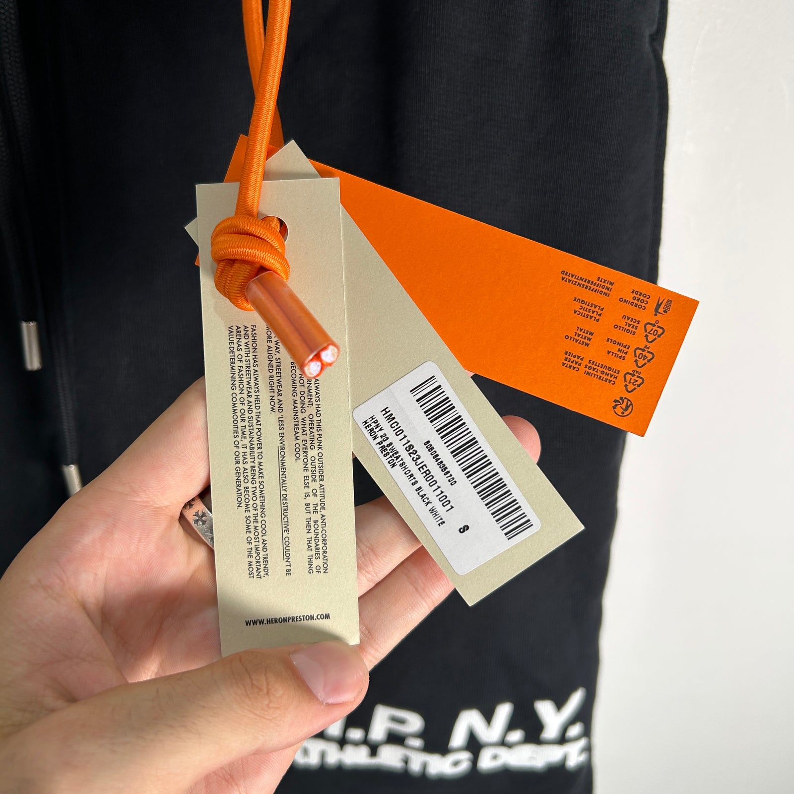 Heron Preston Black Logo Print Shorts Size S
