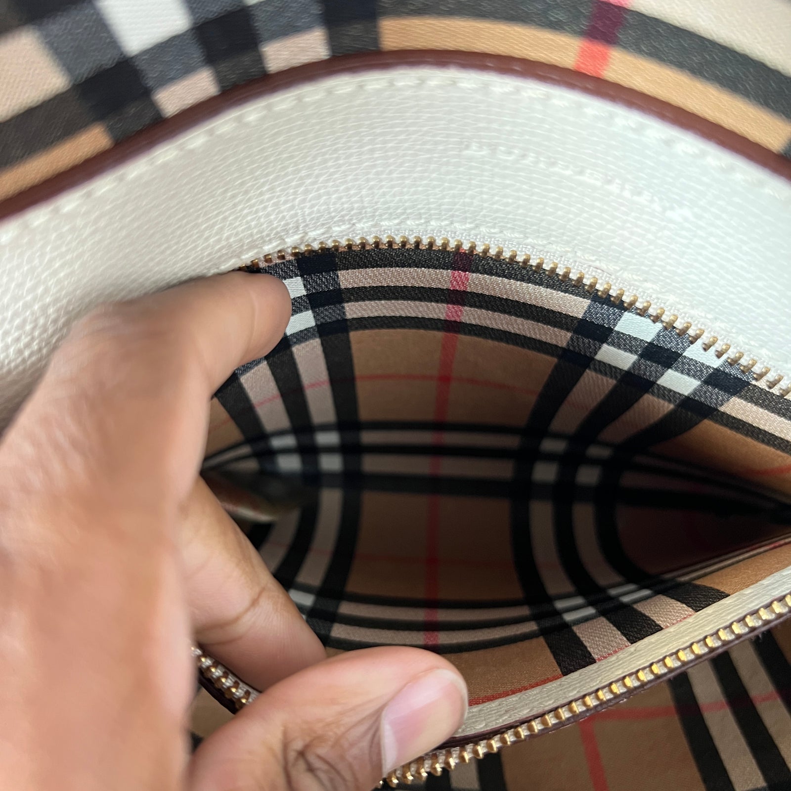 Burberry Tan Calfskin Crest Embossed Small Tote Bag
