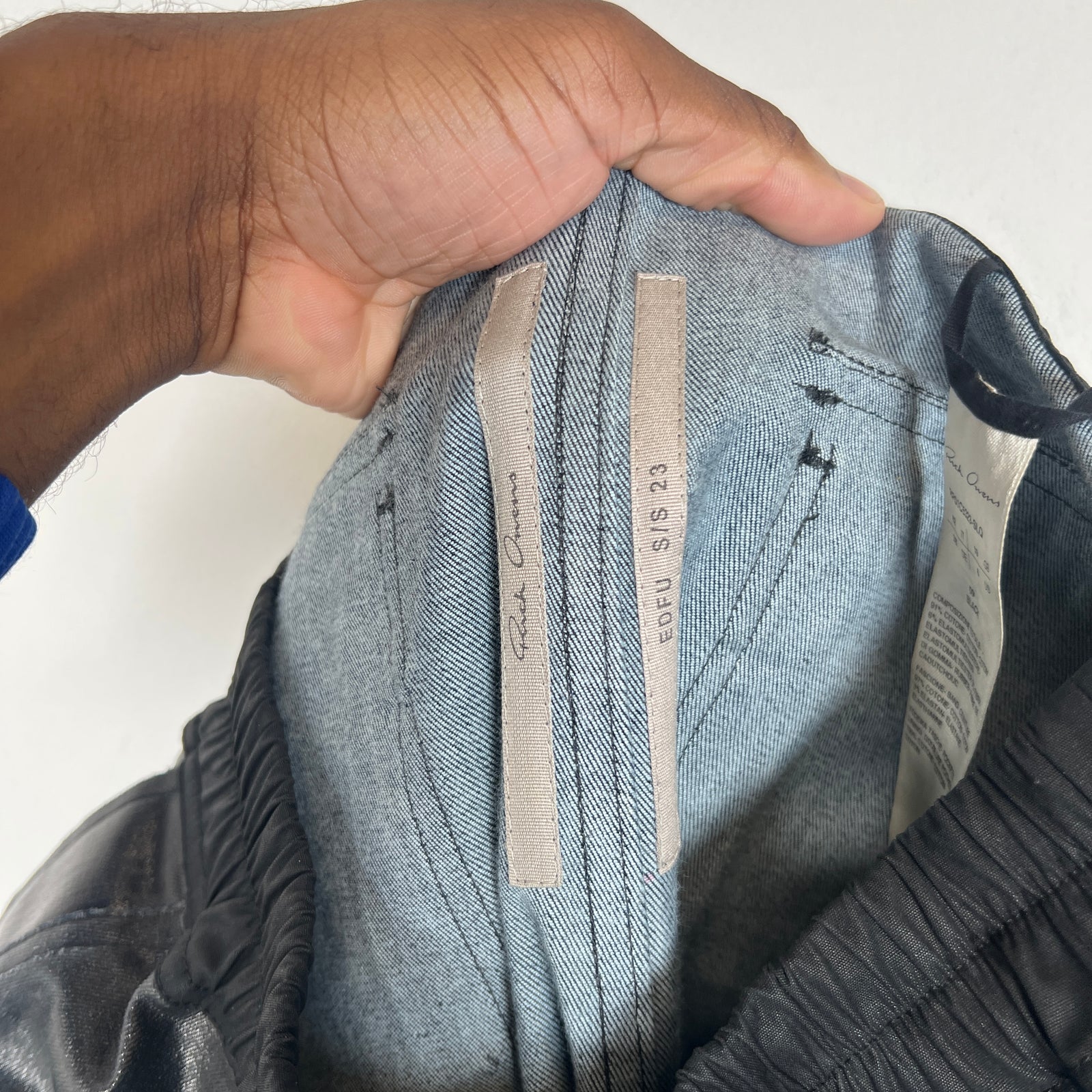 Rick Owens EDFU SS/23 Black Waxed Mastodon Cargo Joggers Size 28
