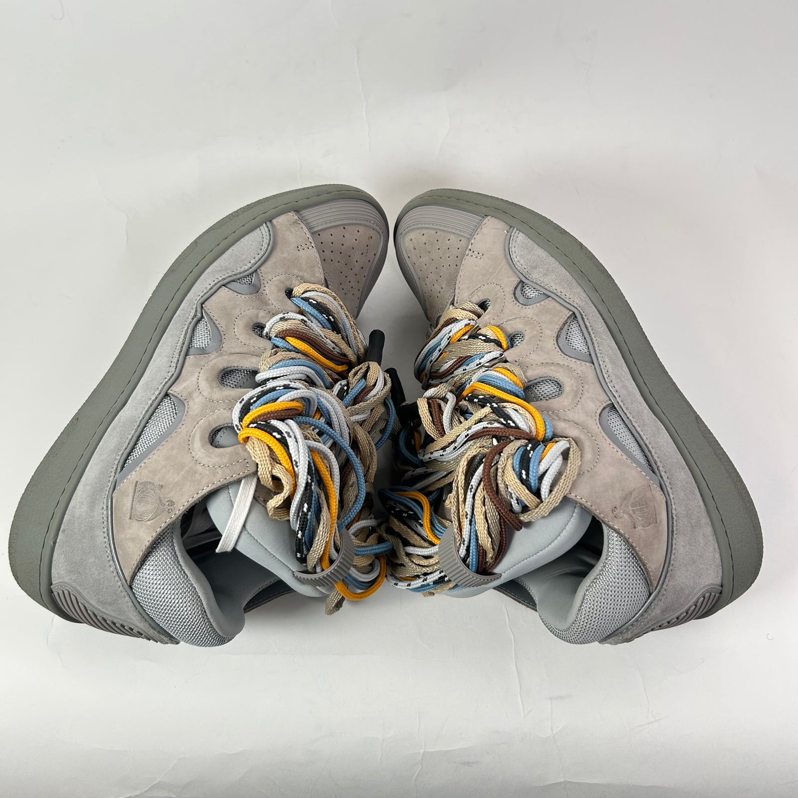 Lanvin Grey Multicolor Lace Curb Sneakers Size 44