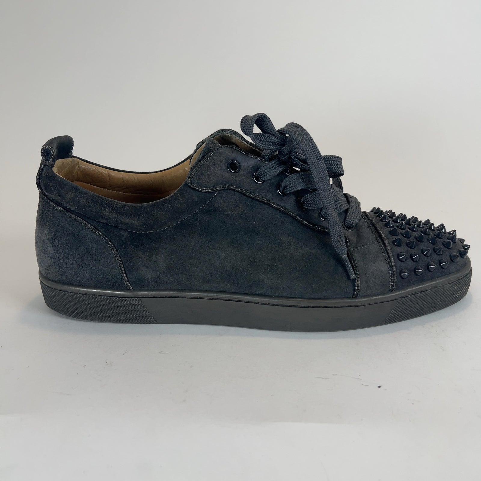 Christian Louboutin Grey Suede Junior Spikes Orlato Lowtop Sneakers