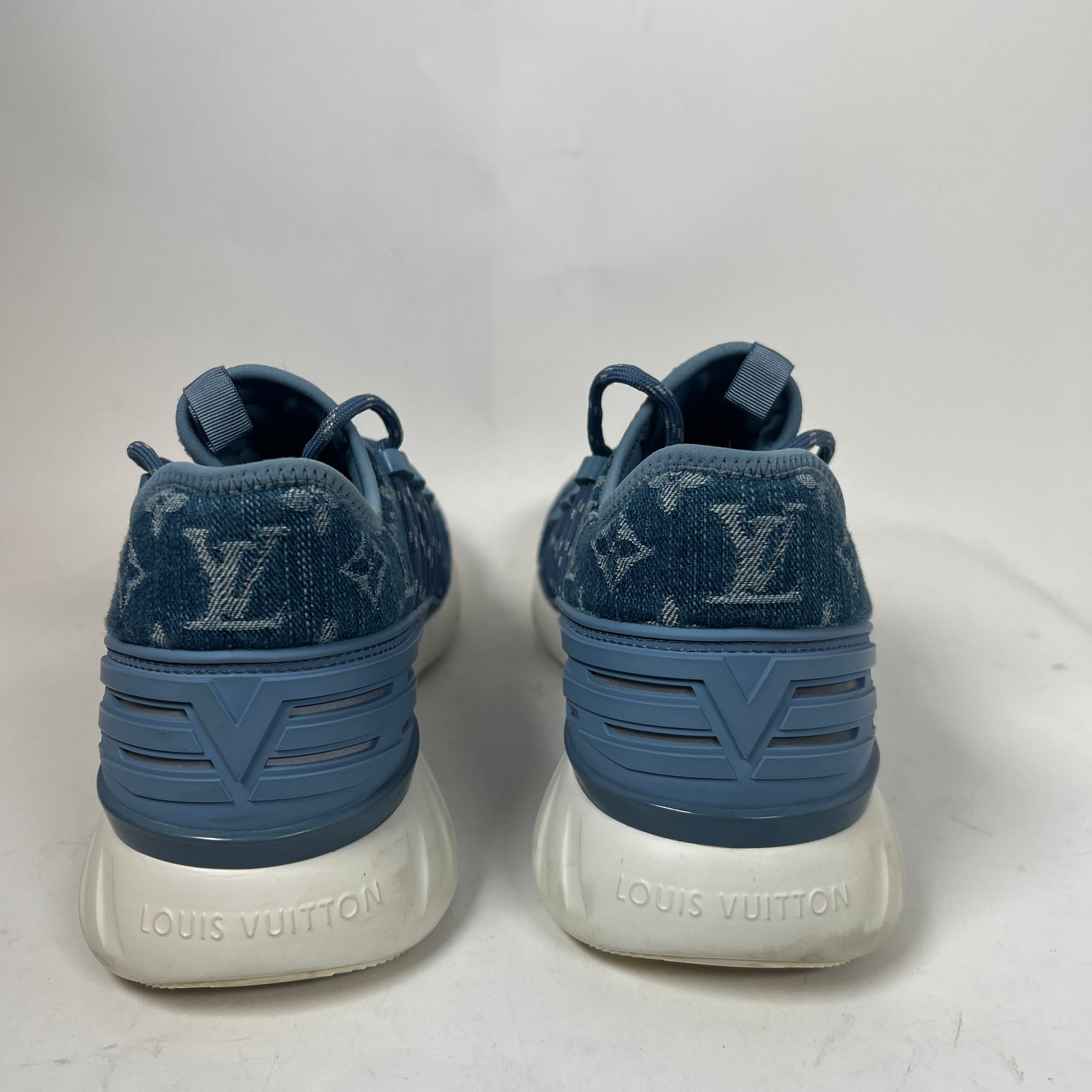 Louis Vuitton Fast Lane Line Monogram Denim Sneakers Size LV 6.5