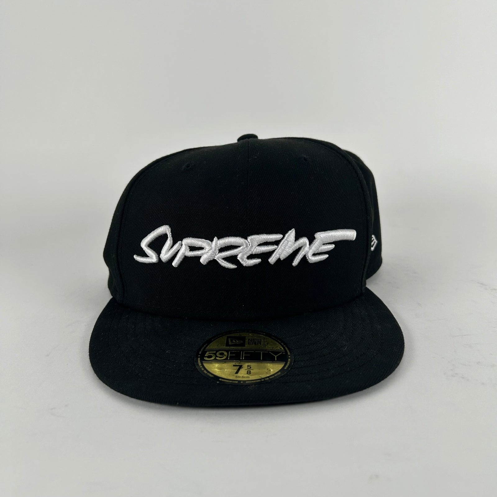Supreme x New Era Black Logo Hat Size 7 5/8