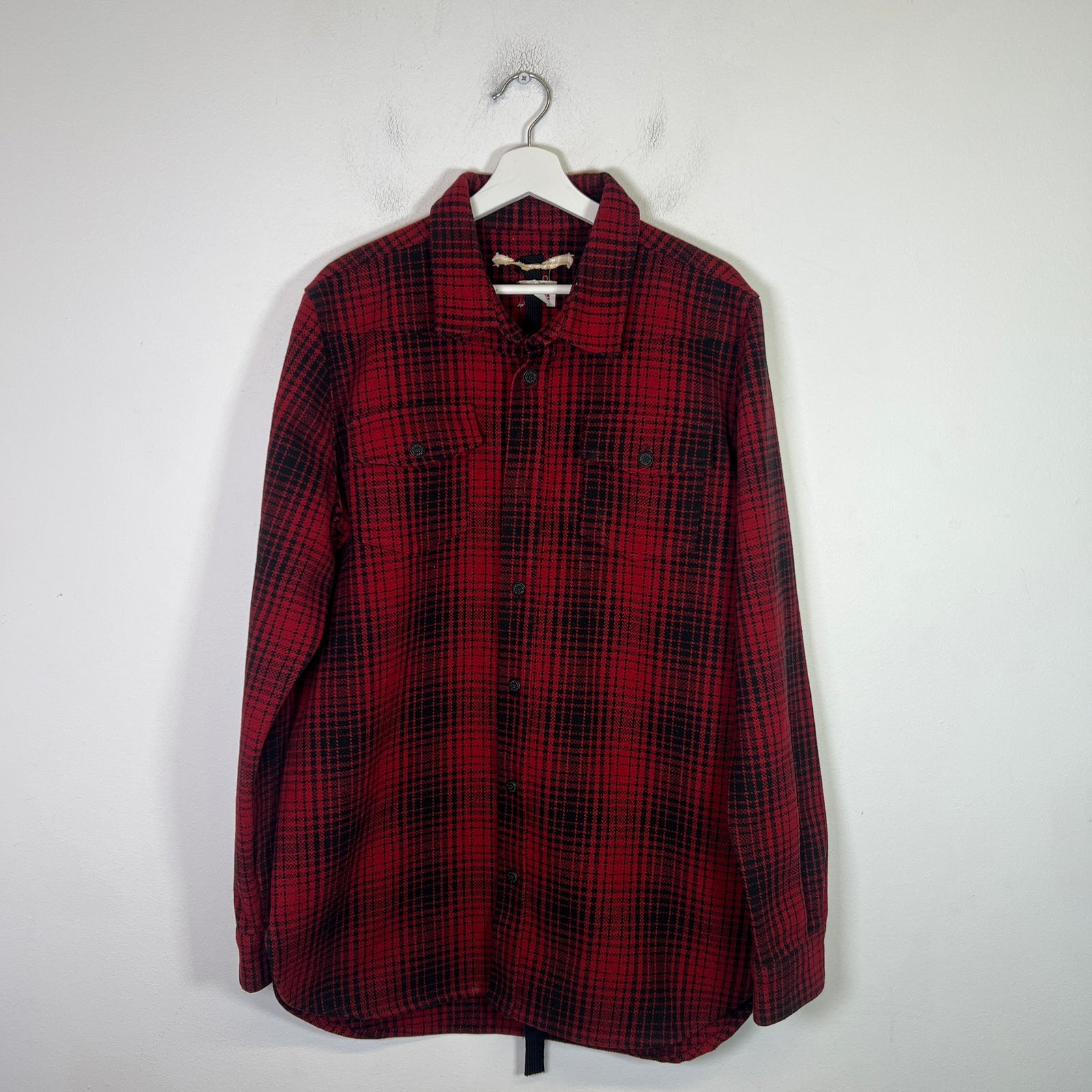 Off-White FW15 Red Tartan Check Oversized Flannel Shirt Size M