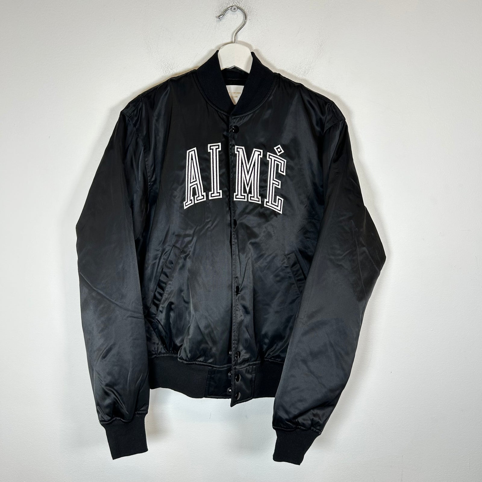 Aime Leon Dore Black Embroidered Bomber Jacket Size M