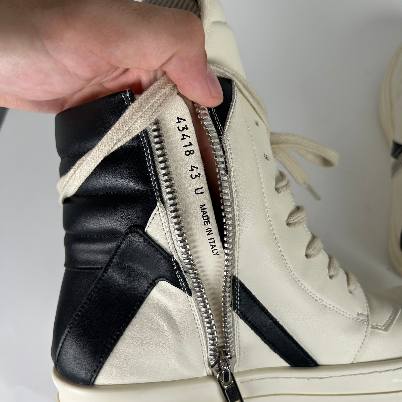 Rick Owens Milk/Black Geobaskets Size 43