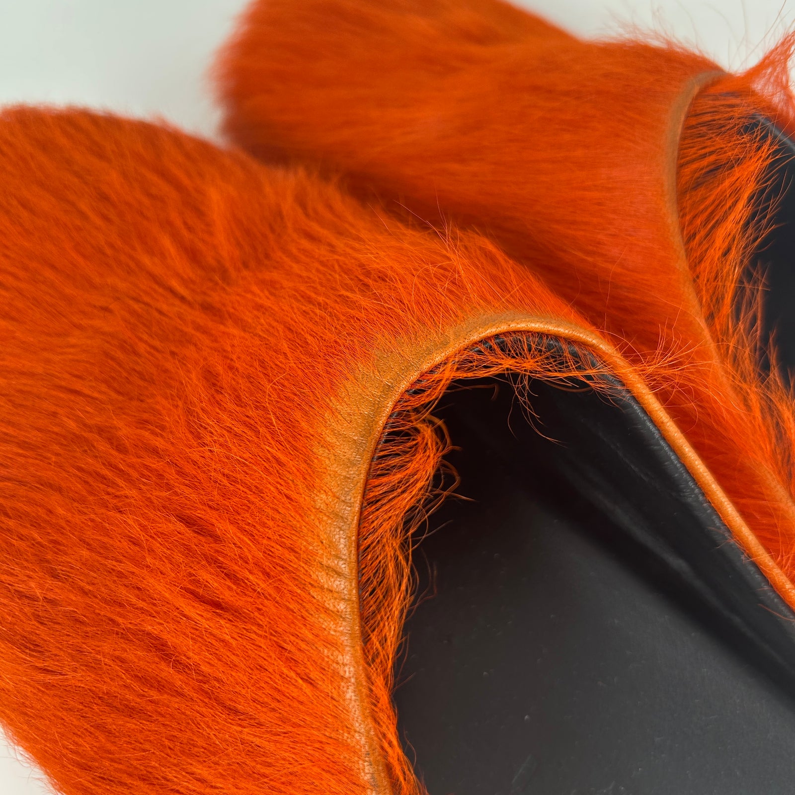 Marni Orange Fuzzy Slip On Slides Size 9
