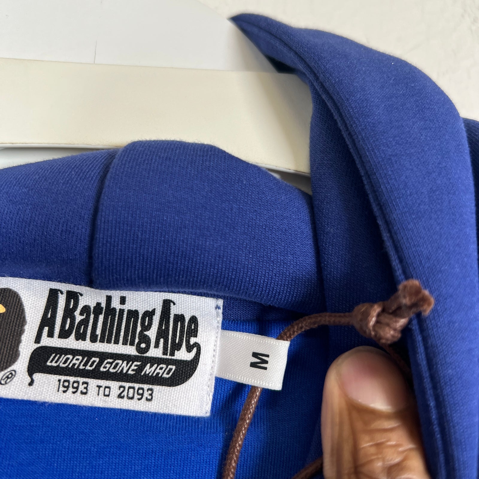 Bape Blue Ape College Logo Puffer Hoodie Size M