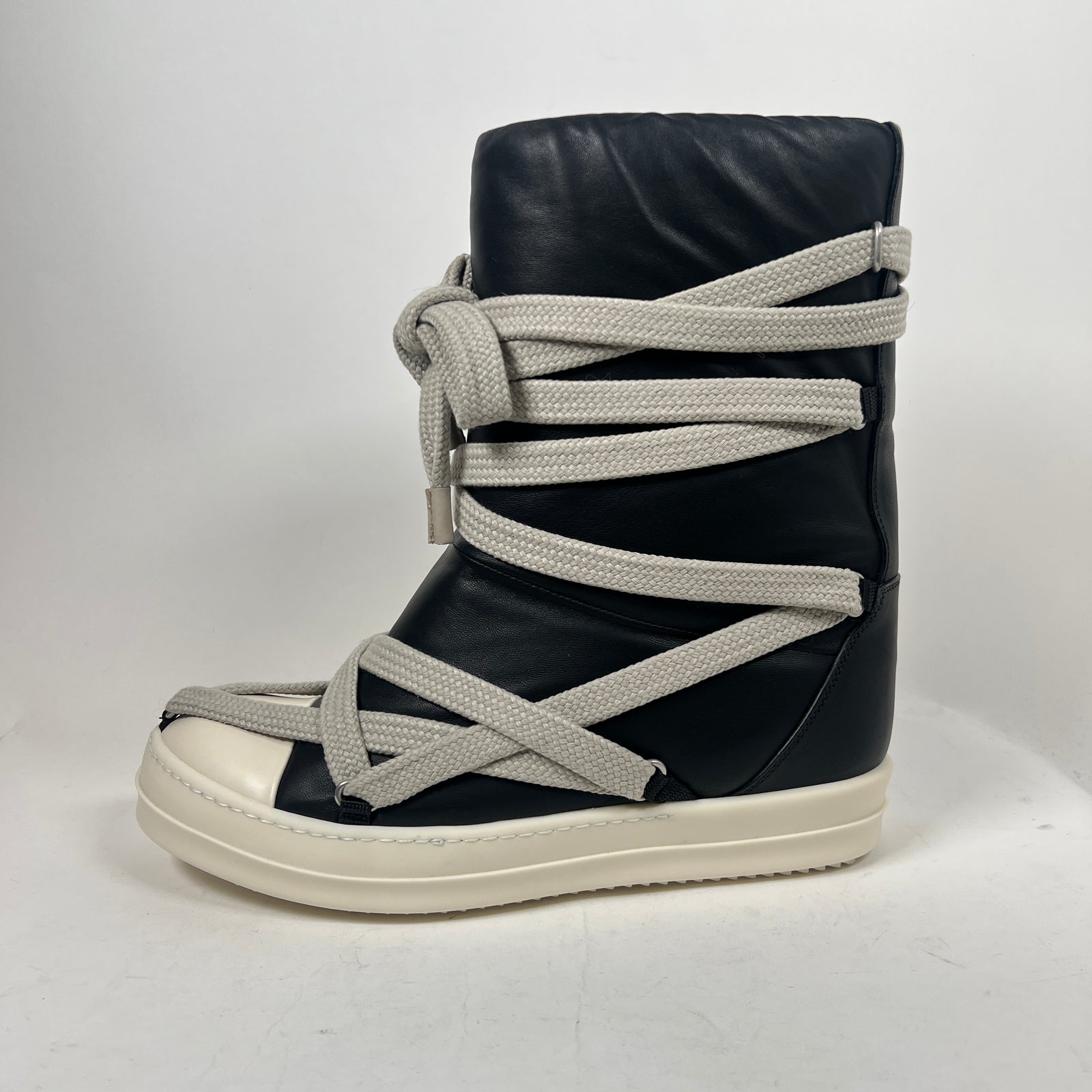 Rick Owens Black/Milk Jumbolace Megalaced Boots Size 41