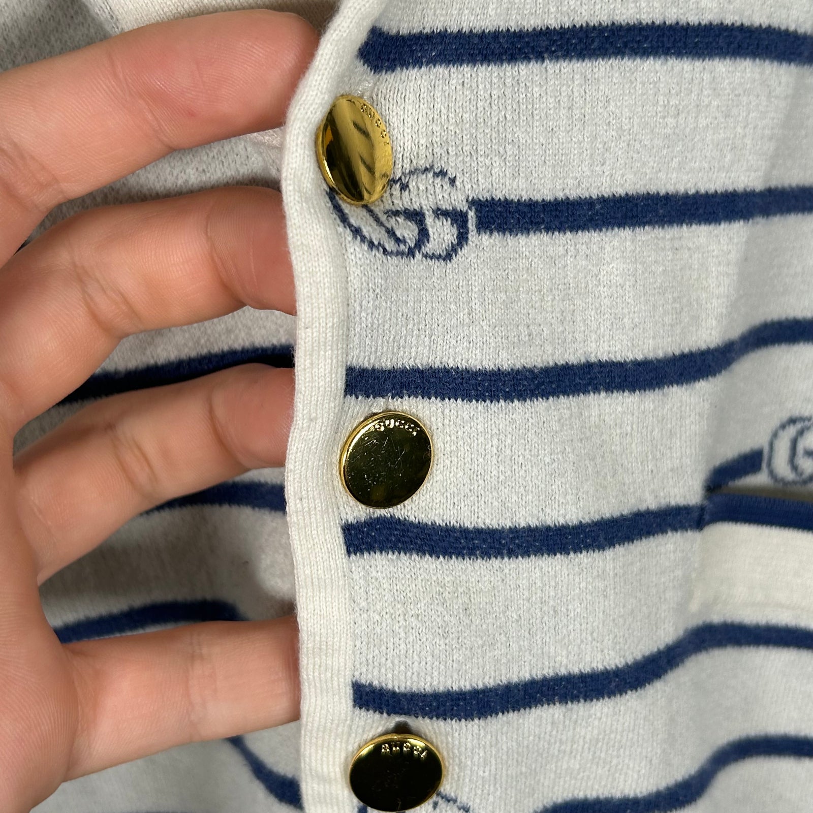 Gucci Striped Knit Button-Up Shirt Size M