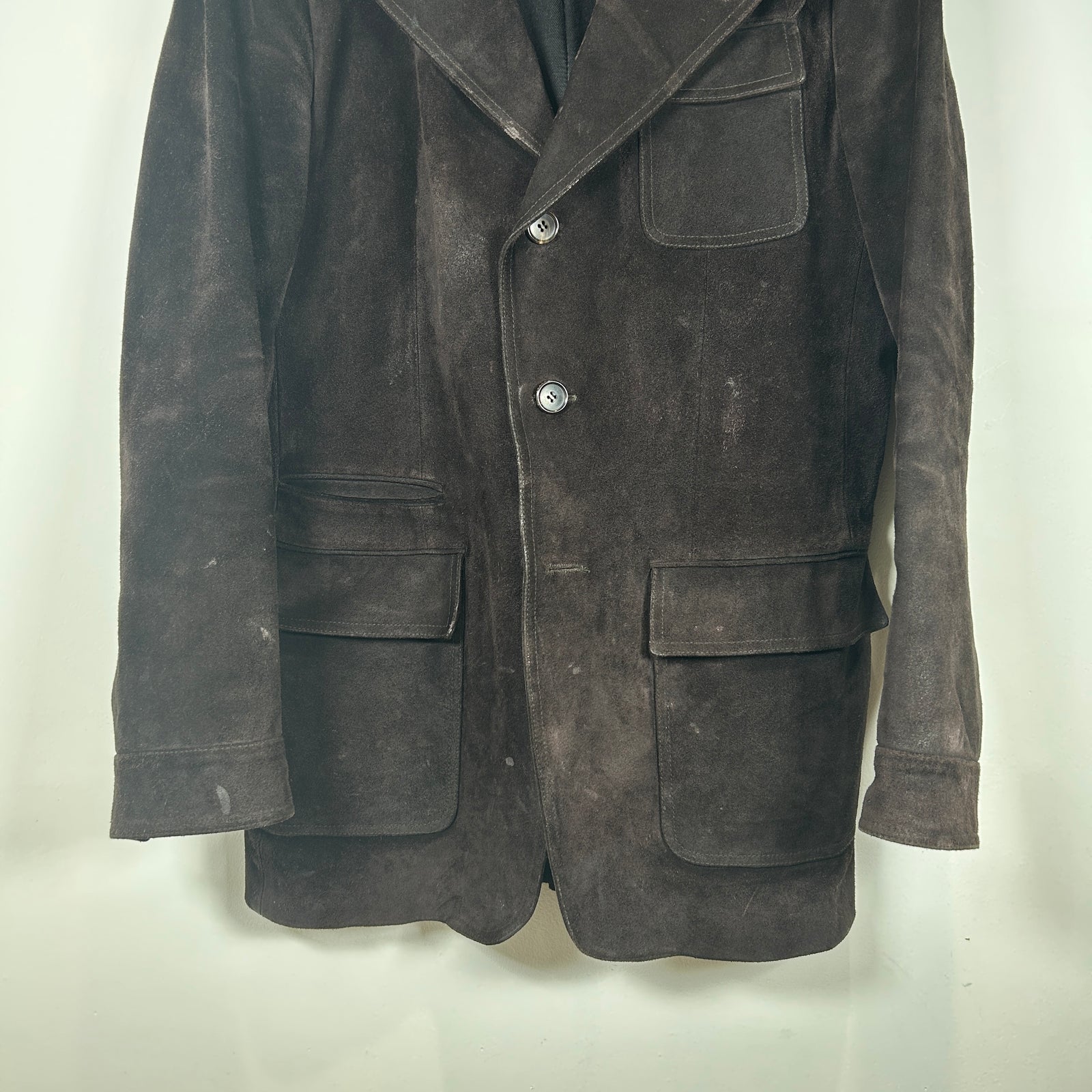Gucci Brown Suede Leather Over Coat Size 50it