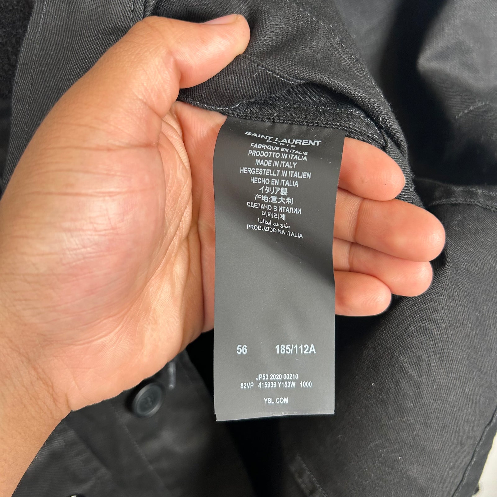 Saint Laurent Black Hunting Jacket Size 56