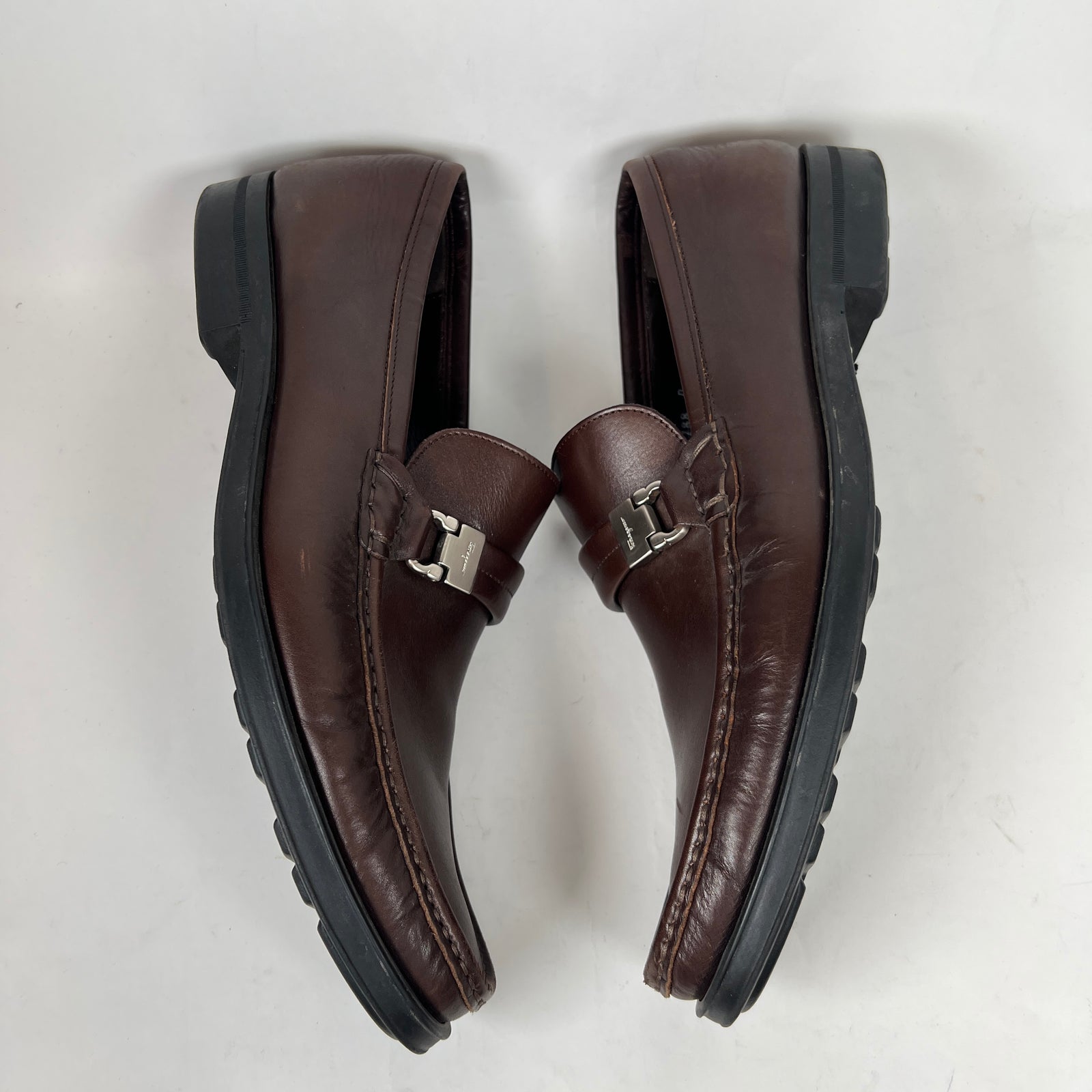 Ferragamo Brown Leather Loafers Size 10.5