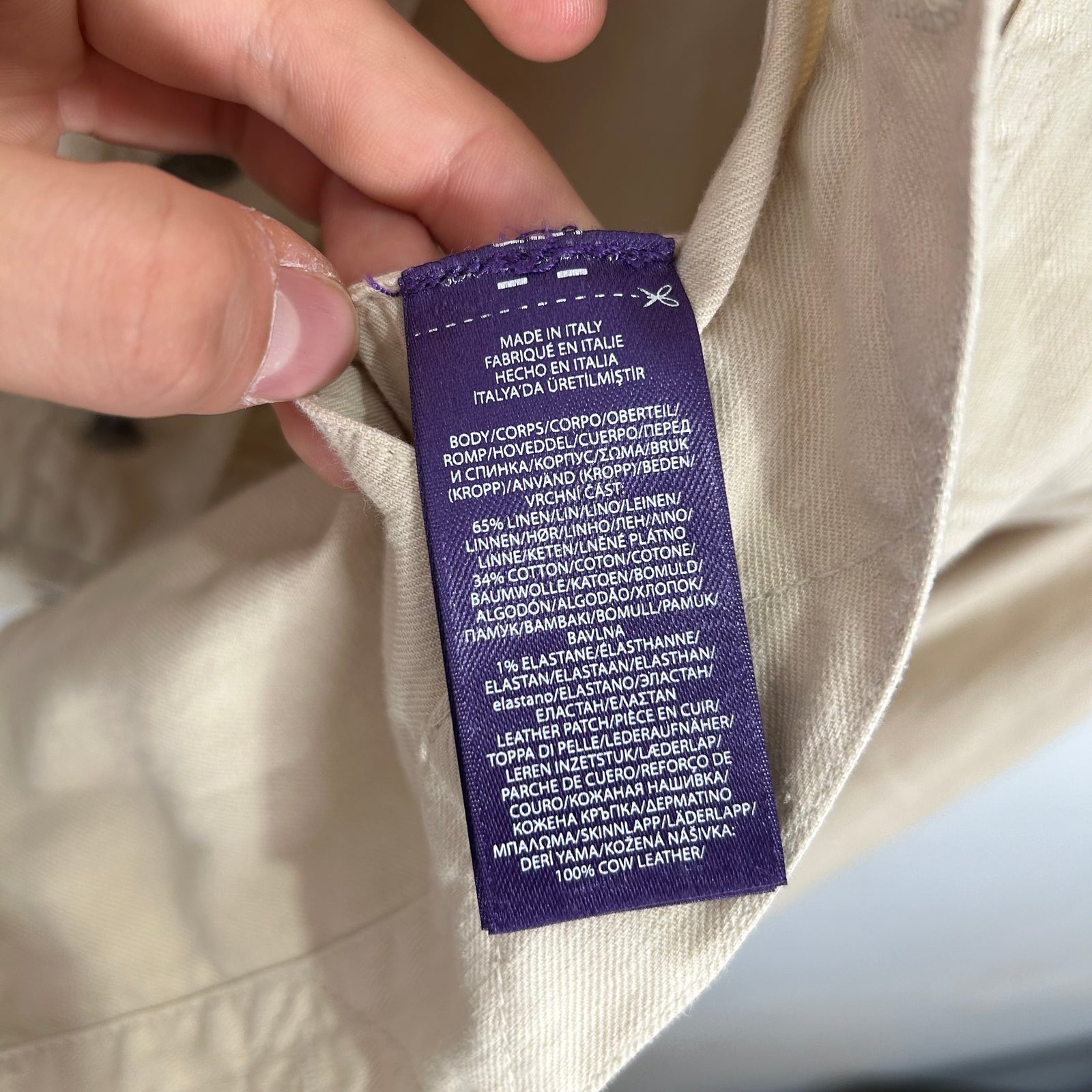 Ralph Lauren Purple Label Cream Denim Jacket Size S