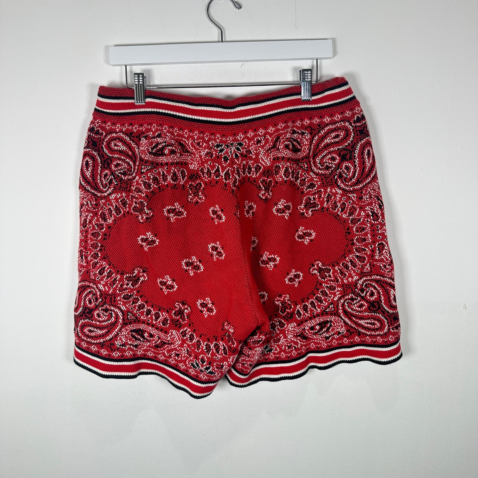 Amiri Red Knit Paisley Shorts Size L`