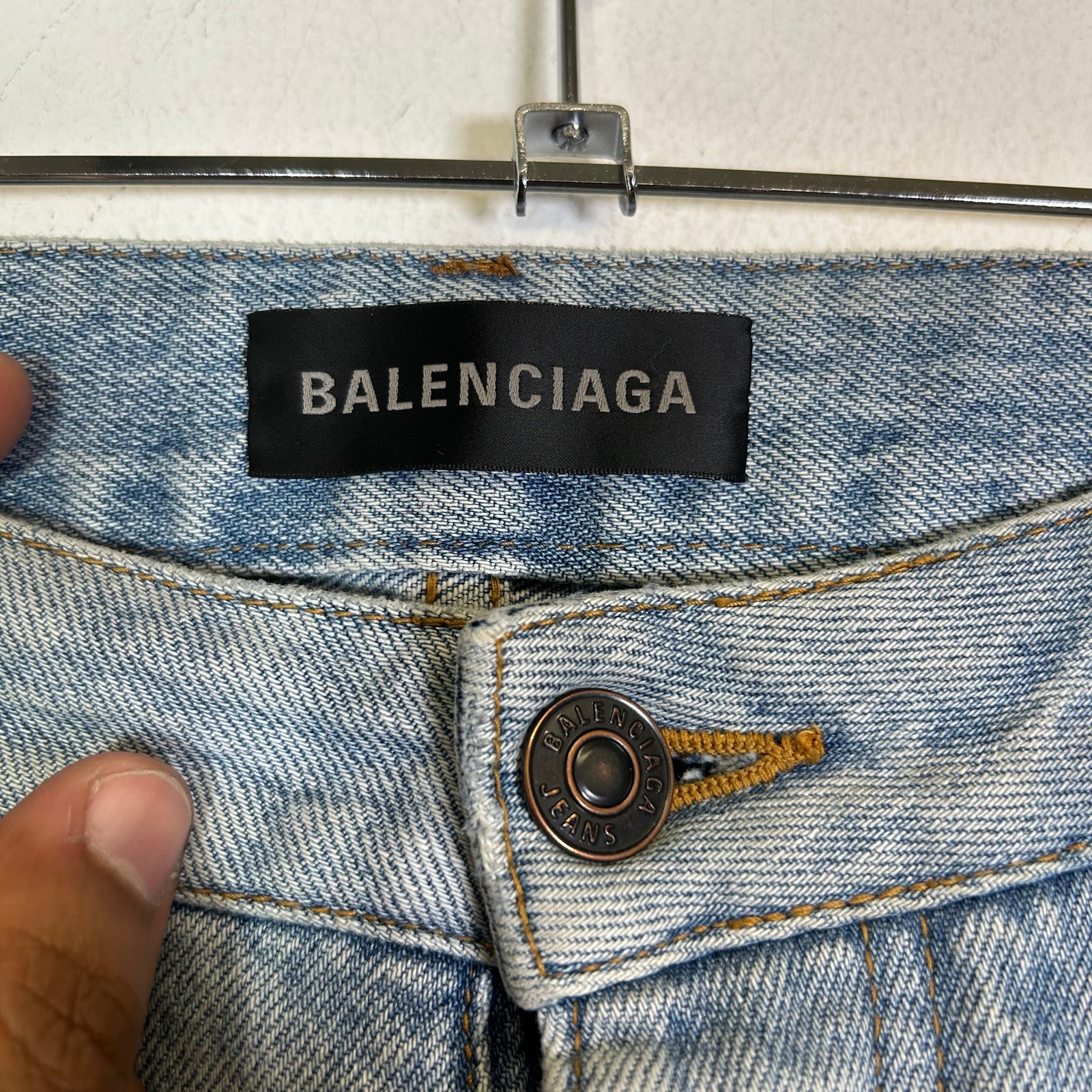 Balenciaga Lightwash Distressed Relaxed Fit Jeans