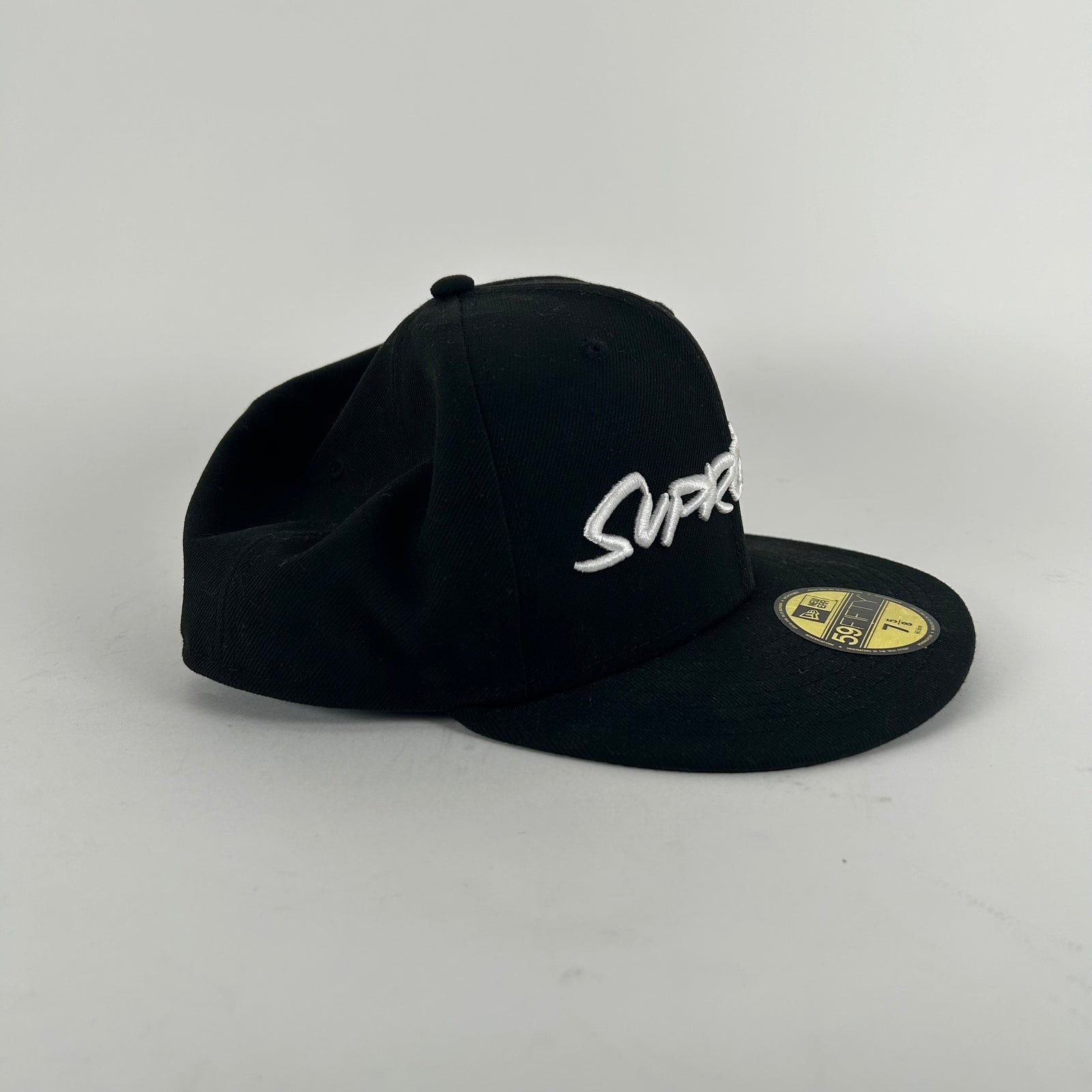 Supreme x New Era Black Logo Hat Size 7 5/8