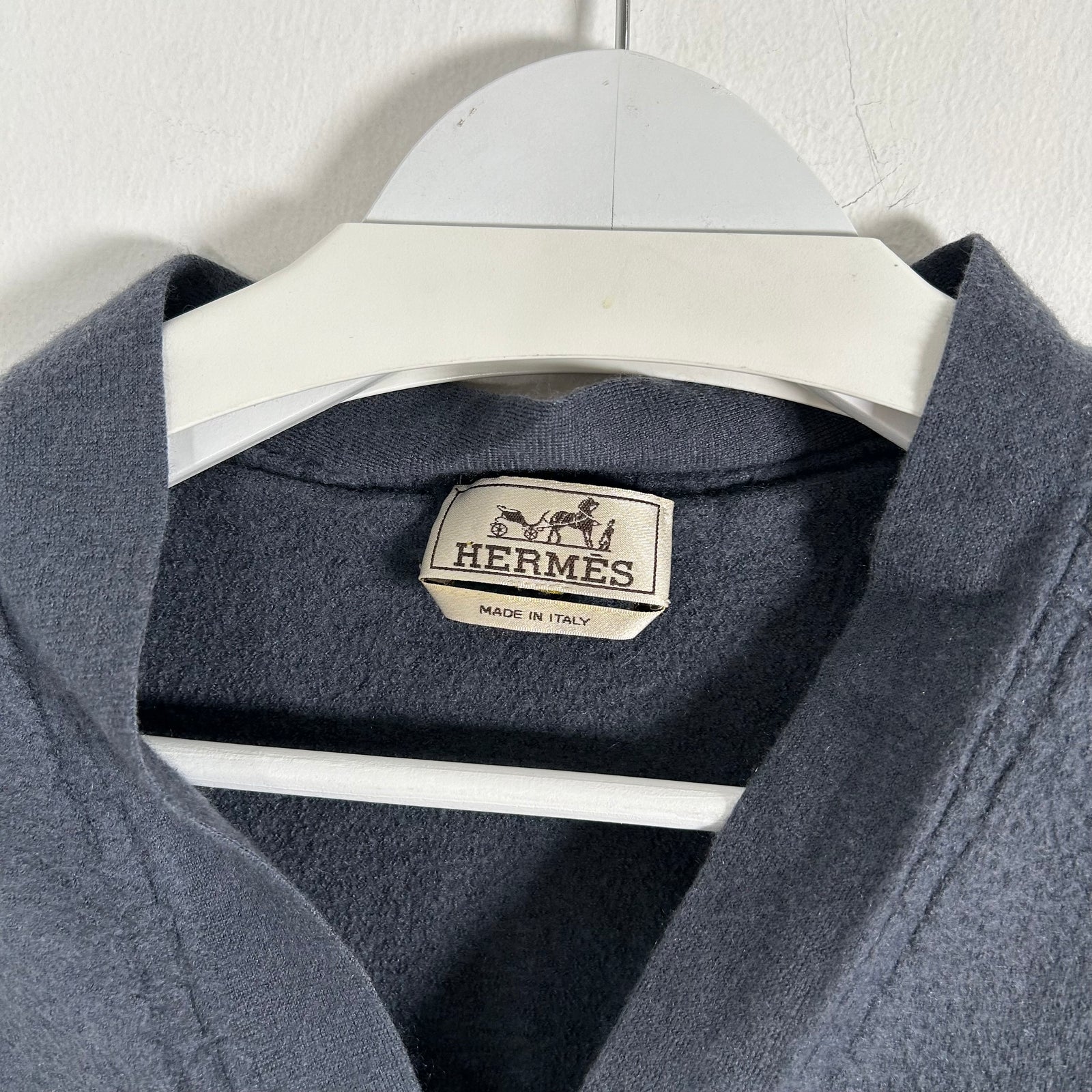 Hermes Grey Cashmere Button-Up Sweater Size S