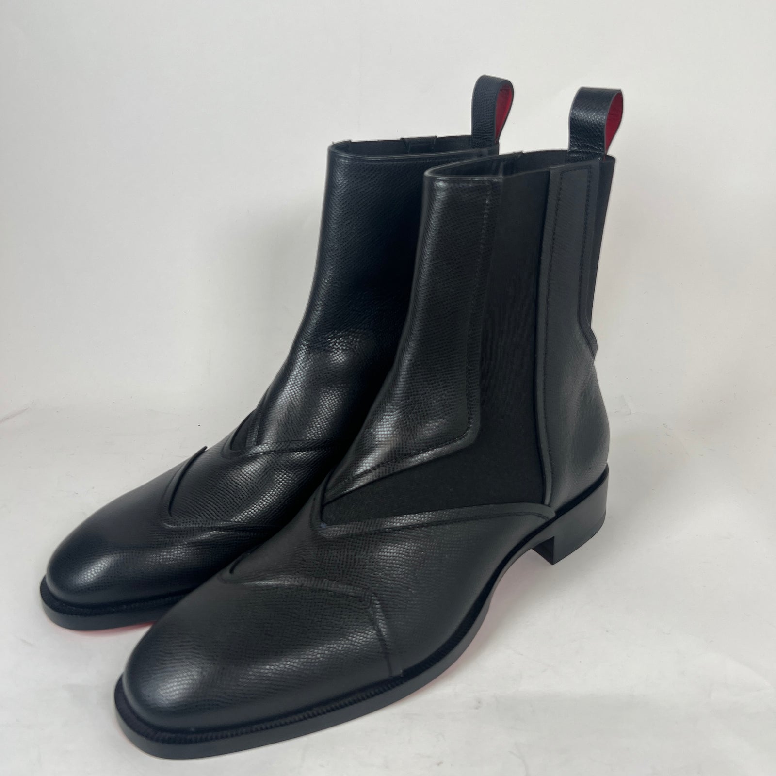 Christian Louboutin Black Boabi Leather Chelsea Boot Size 42