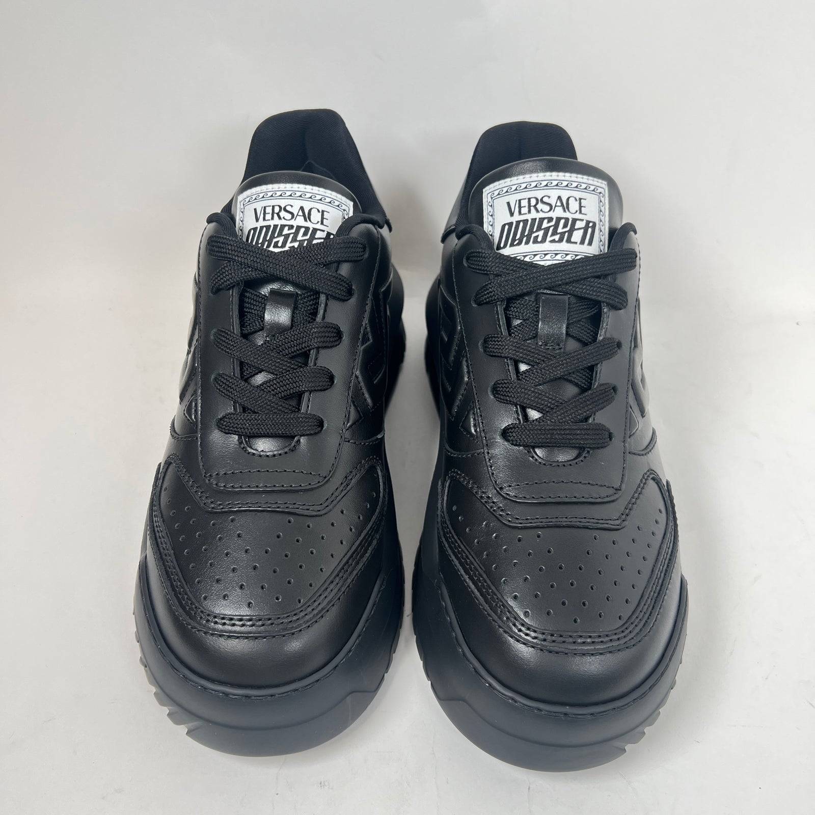Versace Black Odissea Leather Sneaker Size 38
