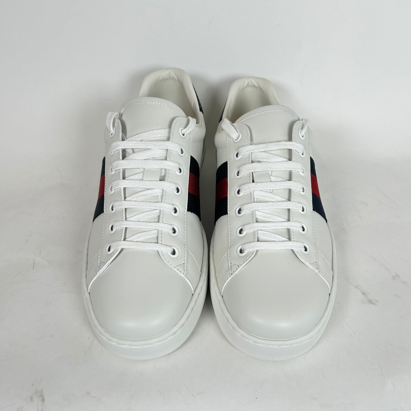 Gucci White/Blue Web Ace Sneaker Size GG 9.5