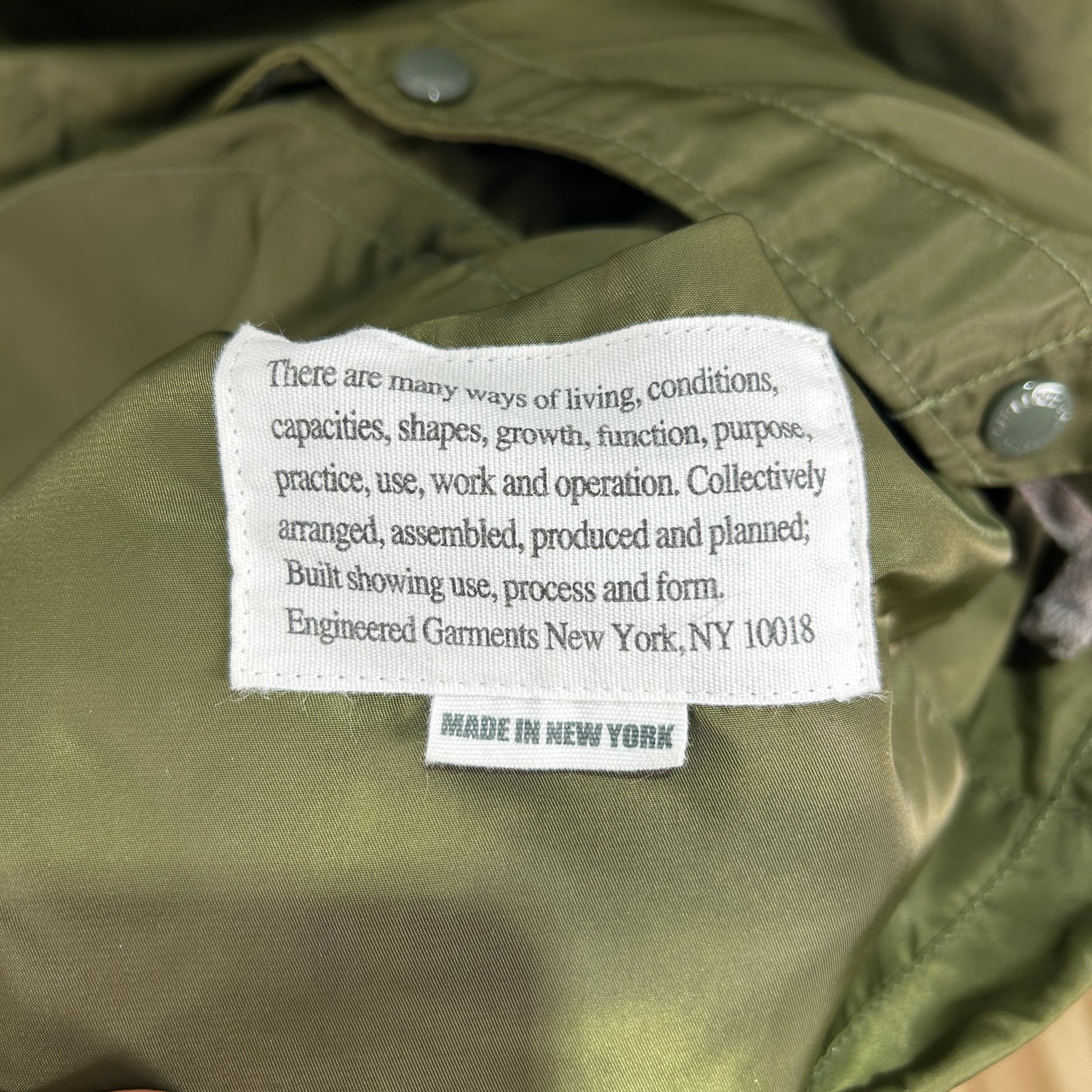 Engineered Garment Green Anorak Size M