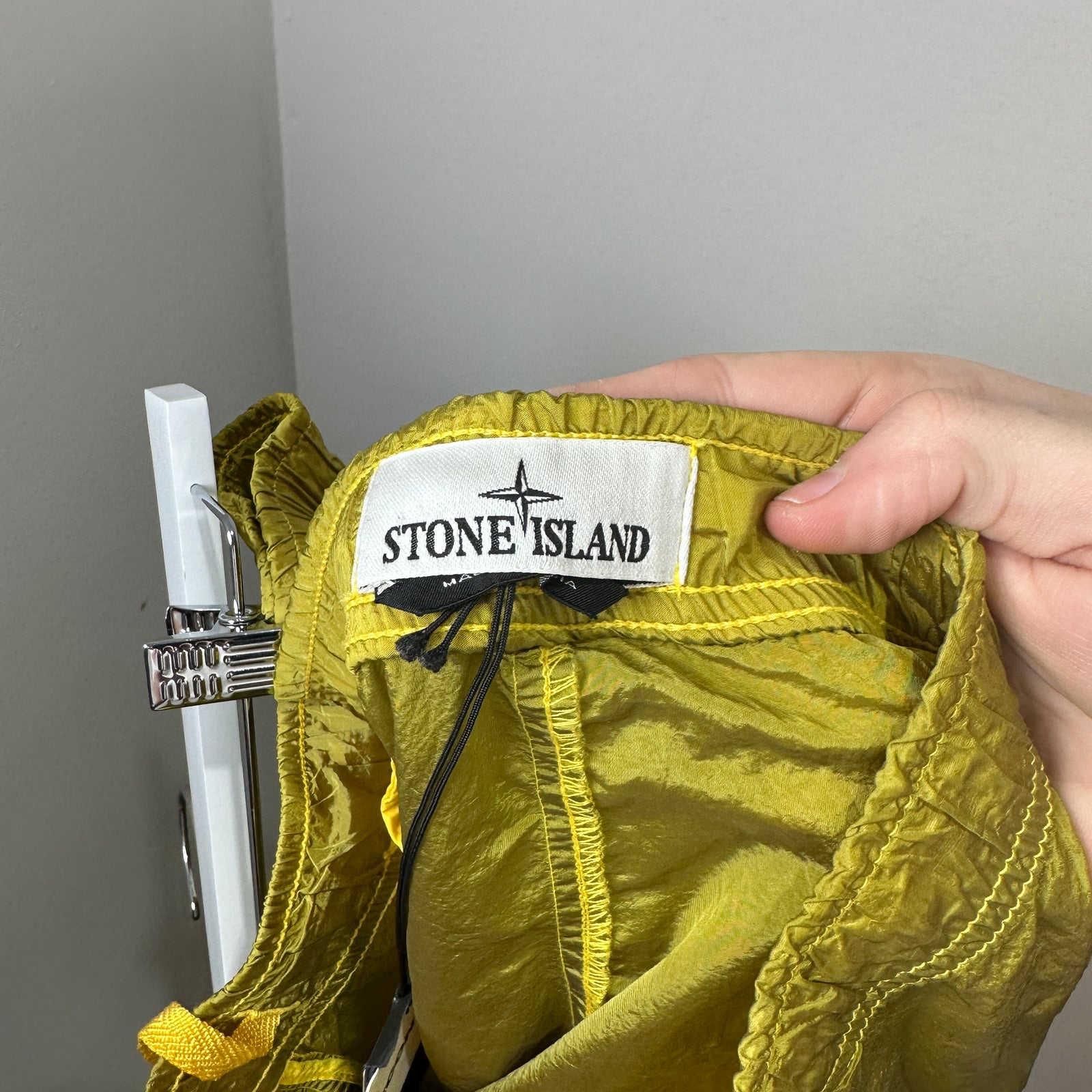 Stone Island Mustard Yellow Nylon Cargo Pants Size 36