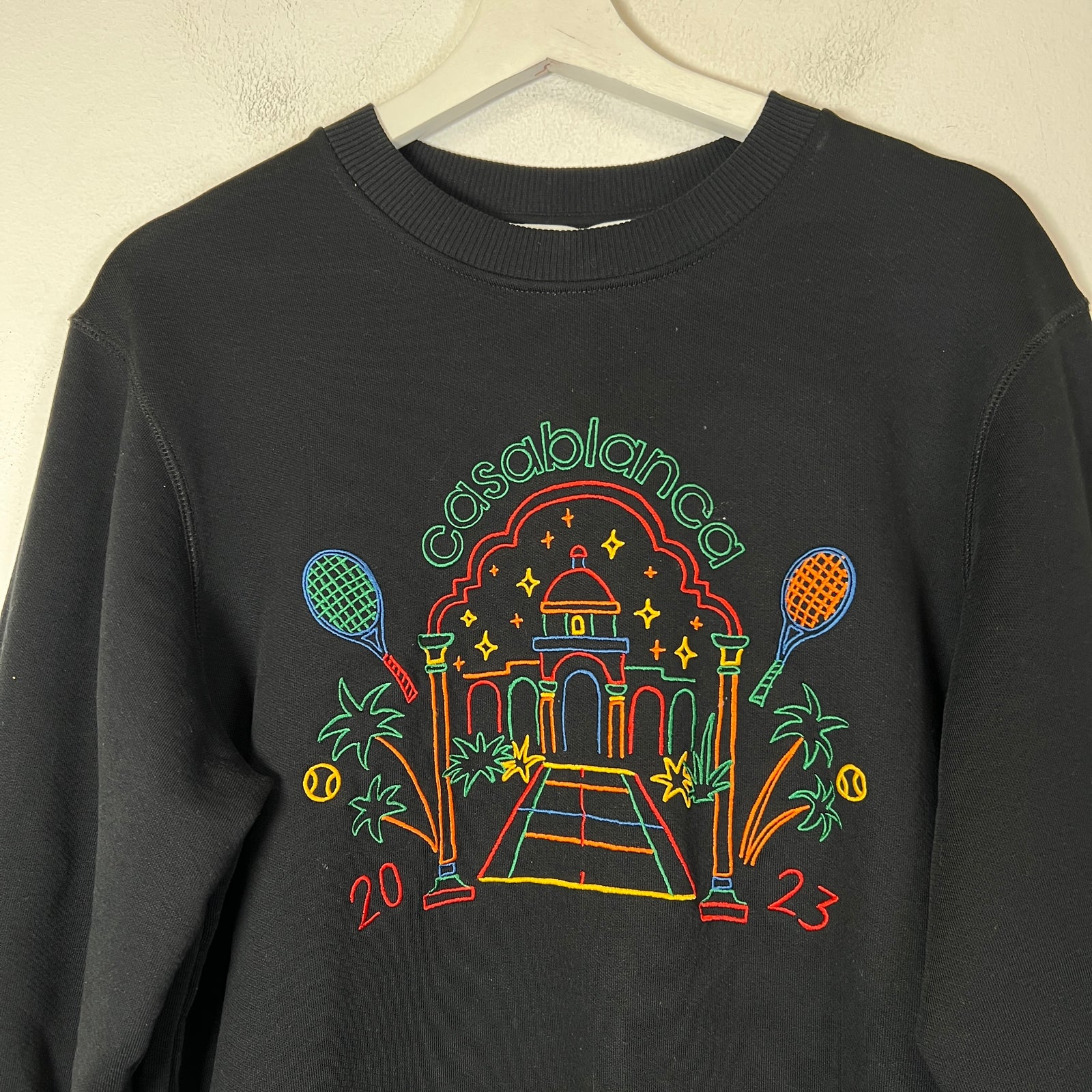 Casablanca Black Rainbow Crayon Embroidered Sweatshirt Size S