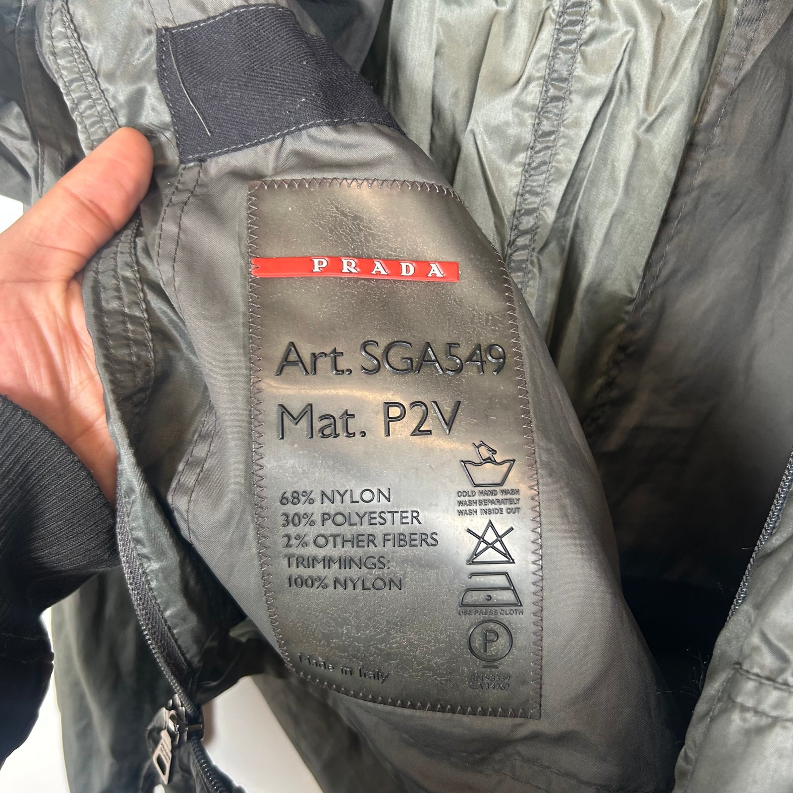 Prada Olive Linea Rosa Nylon Windbreaker Jacket Size M