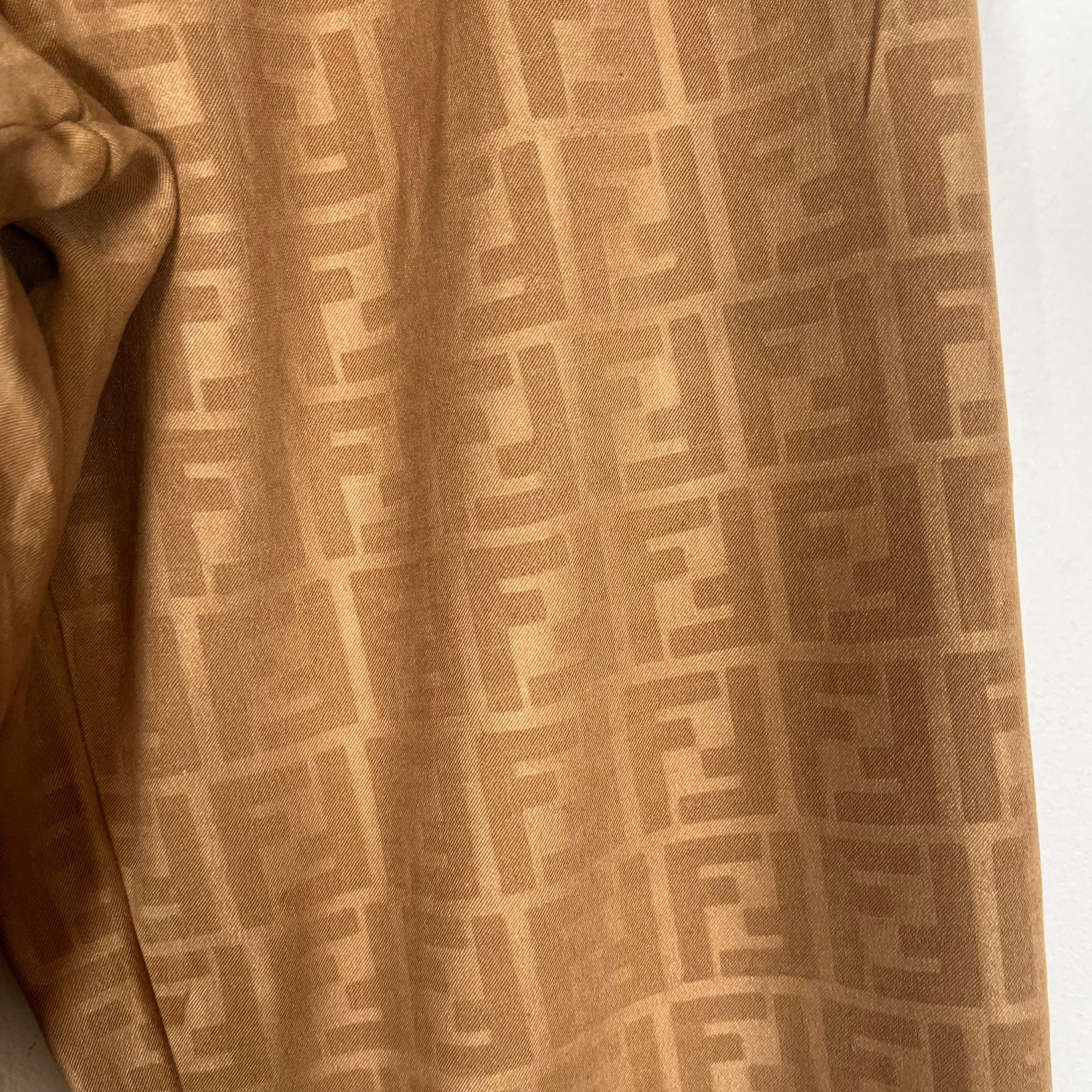 Fendi FF Monogram Tan Velour Pants Size 26